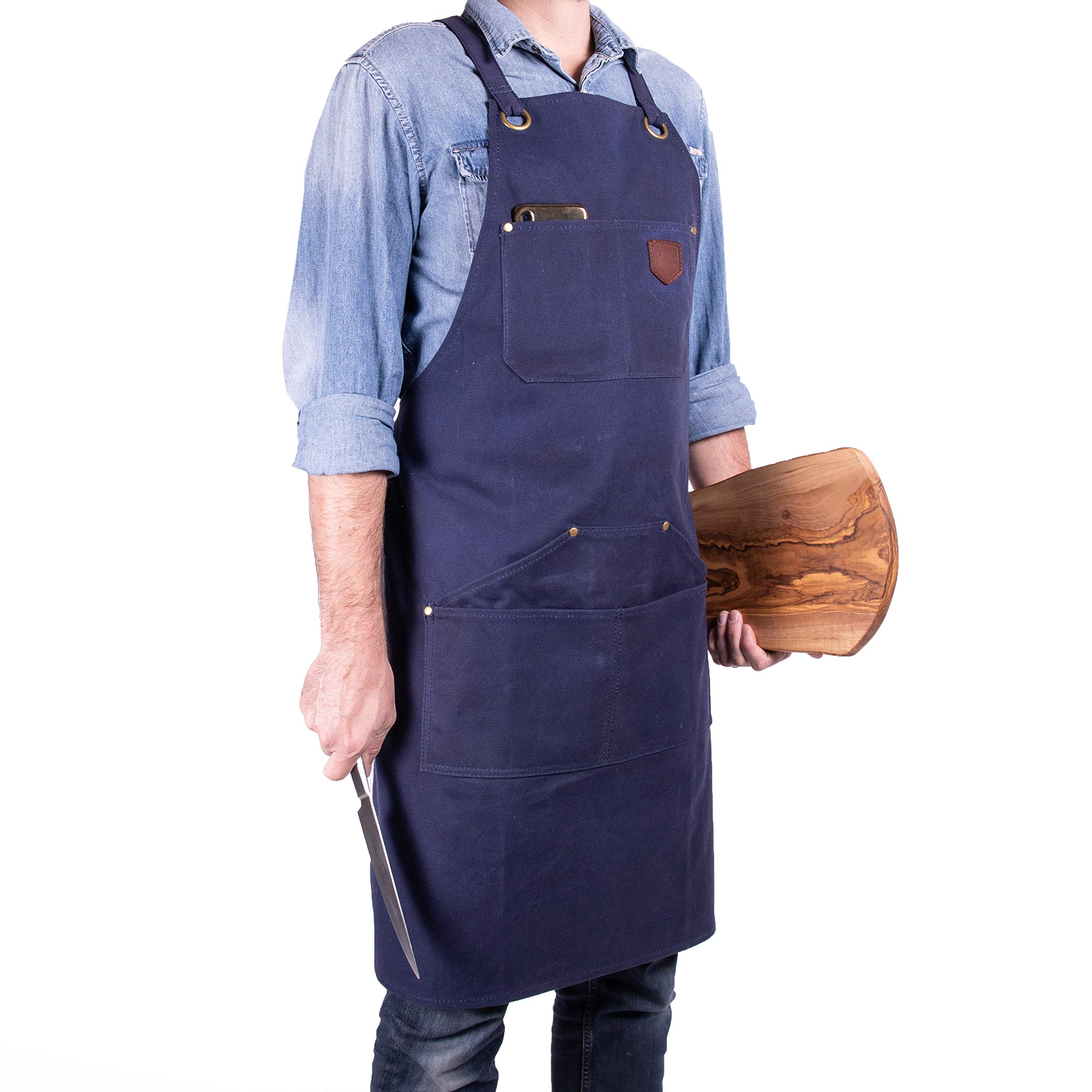Alaskan MAKER Schürze für Damen und Herren aus beschichtetem Segeltuch, Nr. 515, zum Basteln, Küche, Gartenarbeit und Grillen, mit Kreuzgurten, Universalgröße