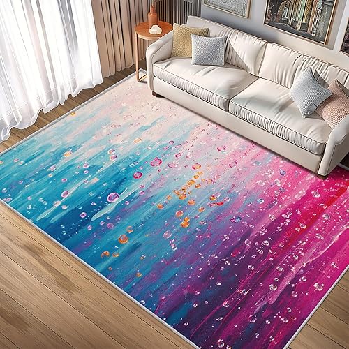 Miniatura 22 de Alfombras retro para sala de estar, de 7 x 7 pies, diseño de patrón de remolinos ondulados, rayas abstractas, de los años 70, alfombra de área retro