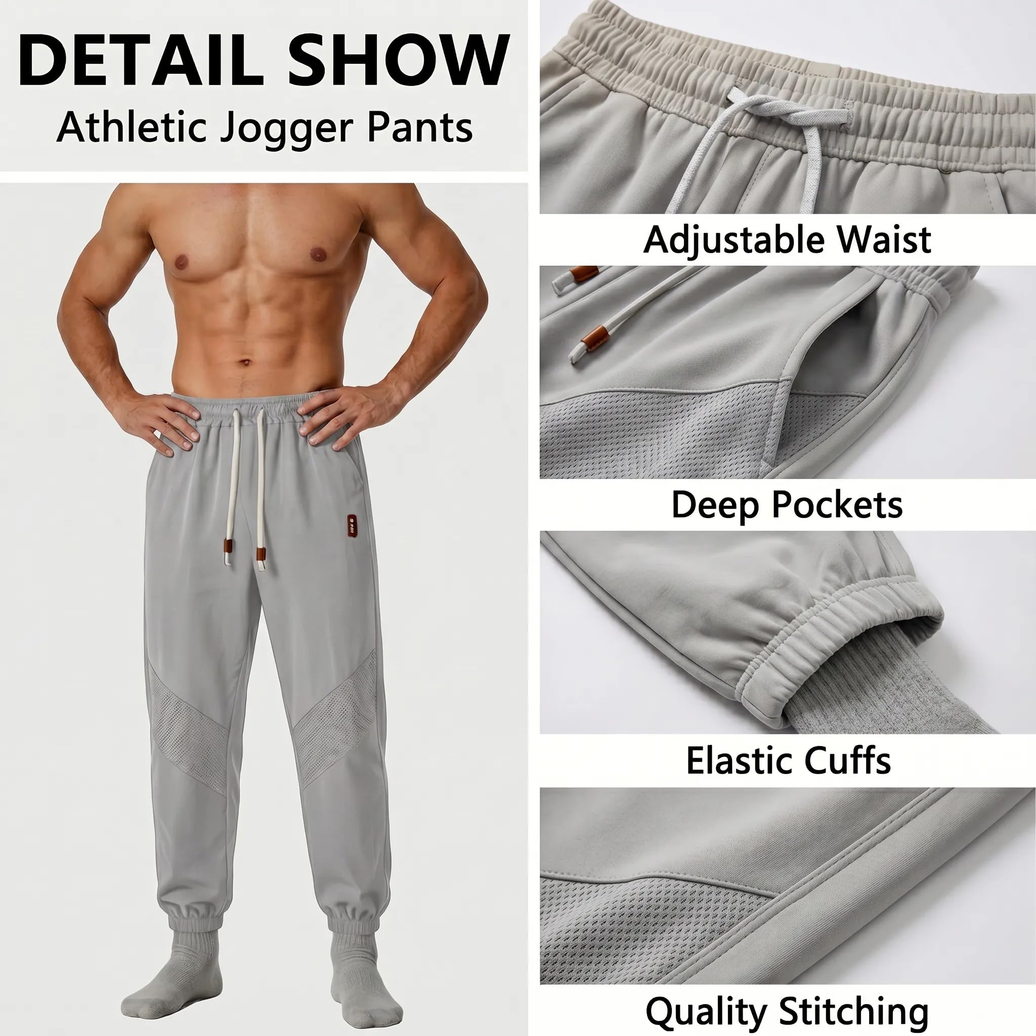 Mens Pants 2026 Summer Casual Lightweight Sweatpants Stretch Quick Dry Hiking Pants Athletic Outdoor Workout Joggers — view 6