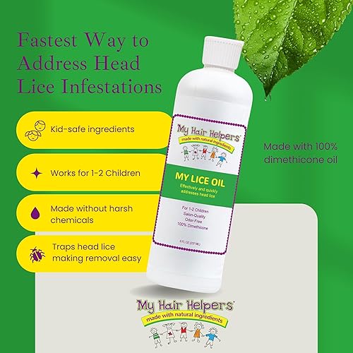 Miniatura 6 de Aceite de dimeticona para eliminación de piojos tratamiento seguro no tóxico mata los piojos y sus huevos 8 onzas líquidas trata de 1 a 3 personas