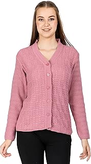 ladywillington Lady Willington Women Woolen V-Neck Self Design Cardigan Heavy Daffodil Fabric Cardigan Winter Wear Pure Wool Cardigans for Women Sweaters Long Cotty Fully Warm Cardigan Free Sizes-picture-38