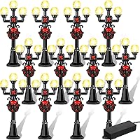Vista 1 de Baquler 12 piezas de accesorios de aldea de Navidad – Mini modelos de luz de calle, miniaturas, lámpara en miniatura, linterna de camino, poste
