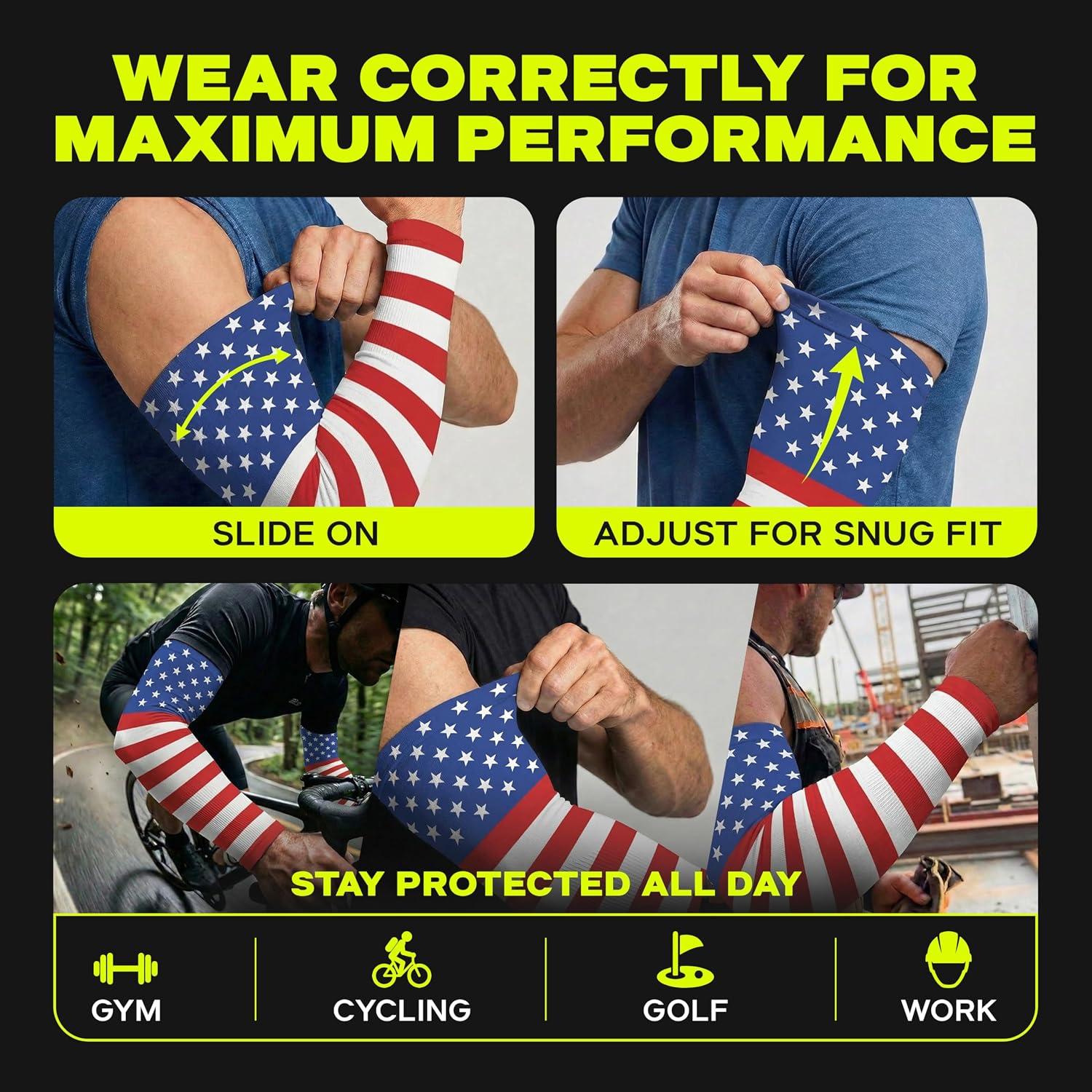 ARMORAY Arm Sleeves for Men & Women- UV Sun Protection - Tattoo Cover Up - Athletic Sports Sleeve for Golf Running Football