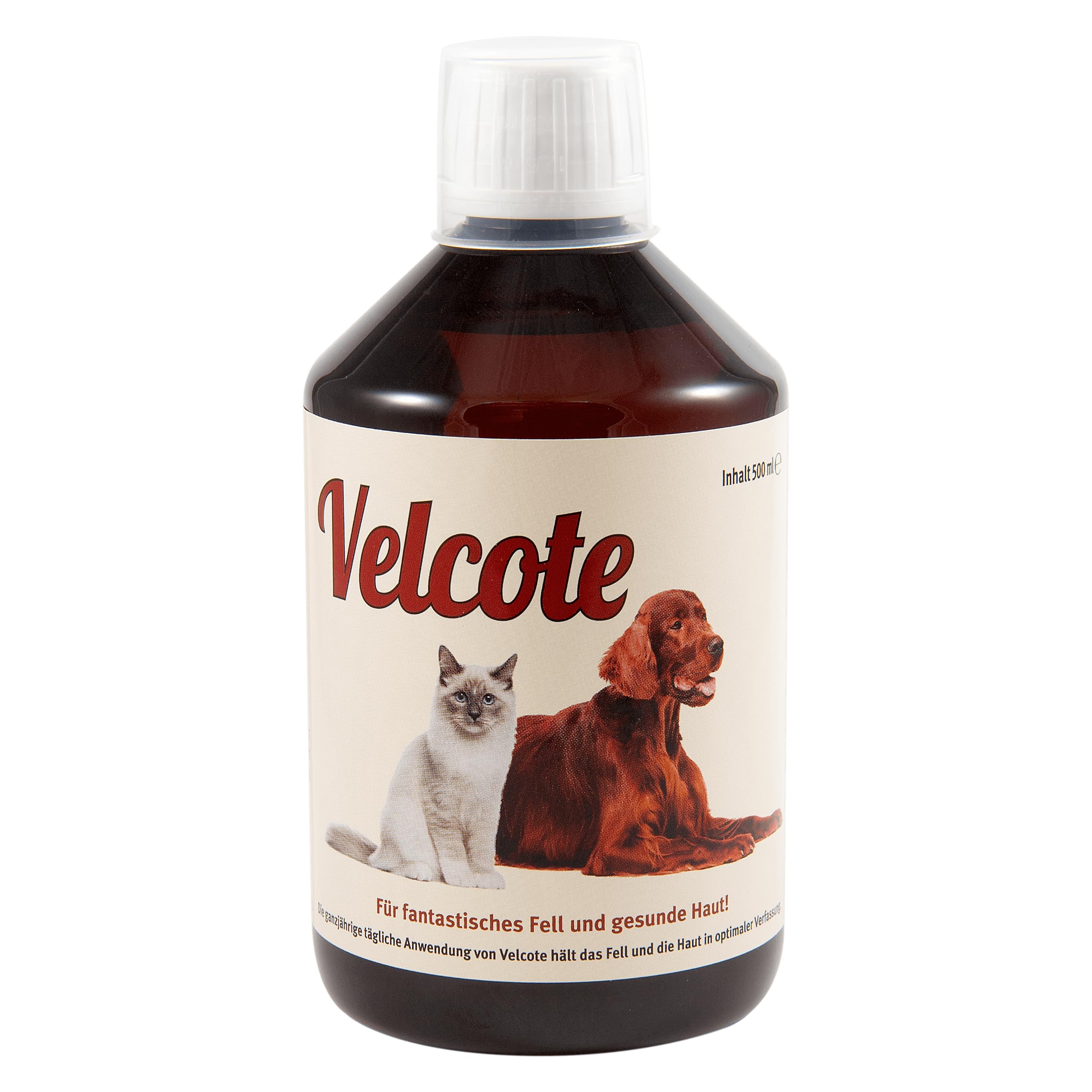 GRAU - l'originale - Velcote, olio spremuto a freddo con importanti acidi grassi omega-3 e omega-6, confezione da 1 (1 x 500 ml), alimento complementare per cani e gatti