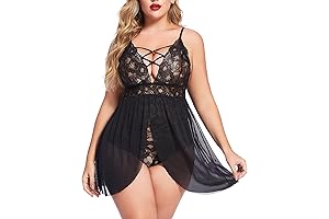 Plus Size Babydoll Womens Snap Crotch Lingerie V Neck Lace Nighty Sleepwear US Size L-5XL