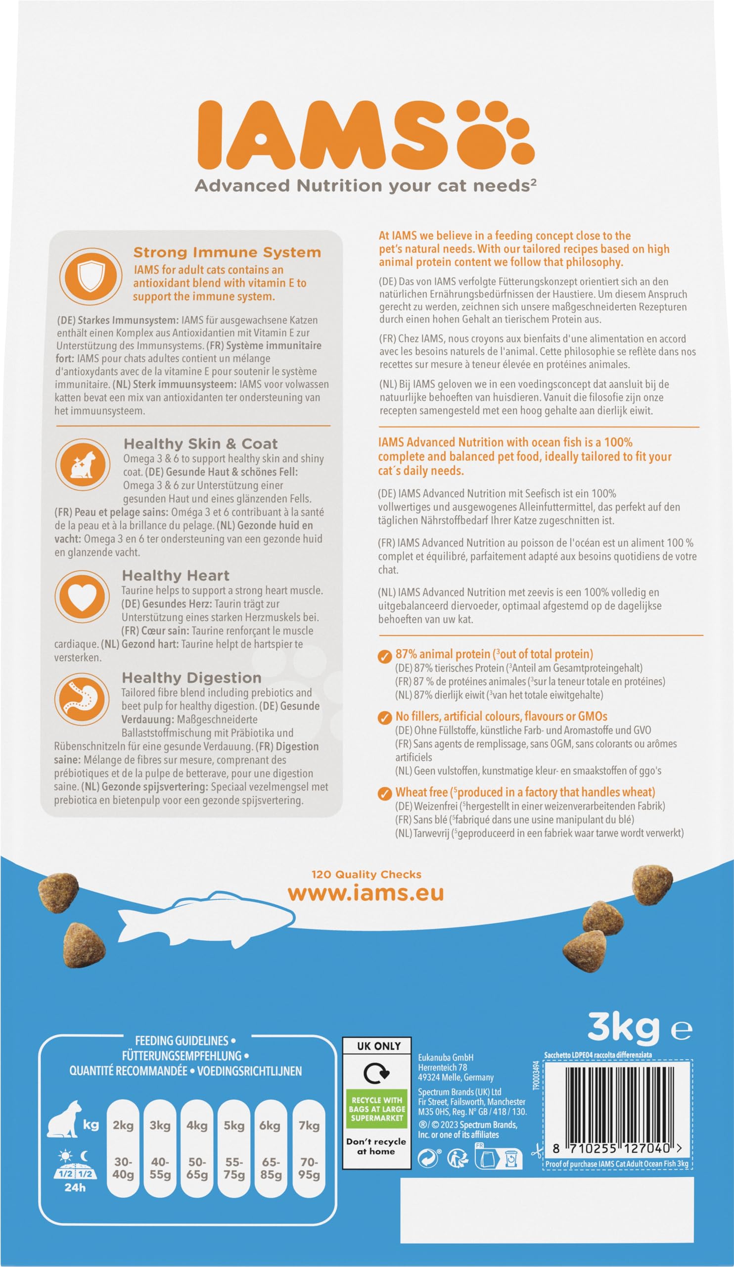 IAMS Alimento seco para Gatos con Pescado oceánico, Comida Seca para Gatos Adultos de más de 1 año, 3 kg
