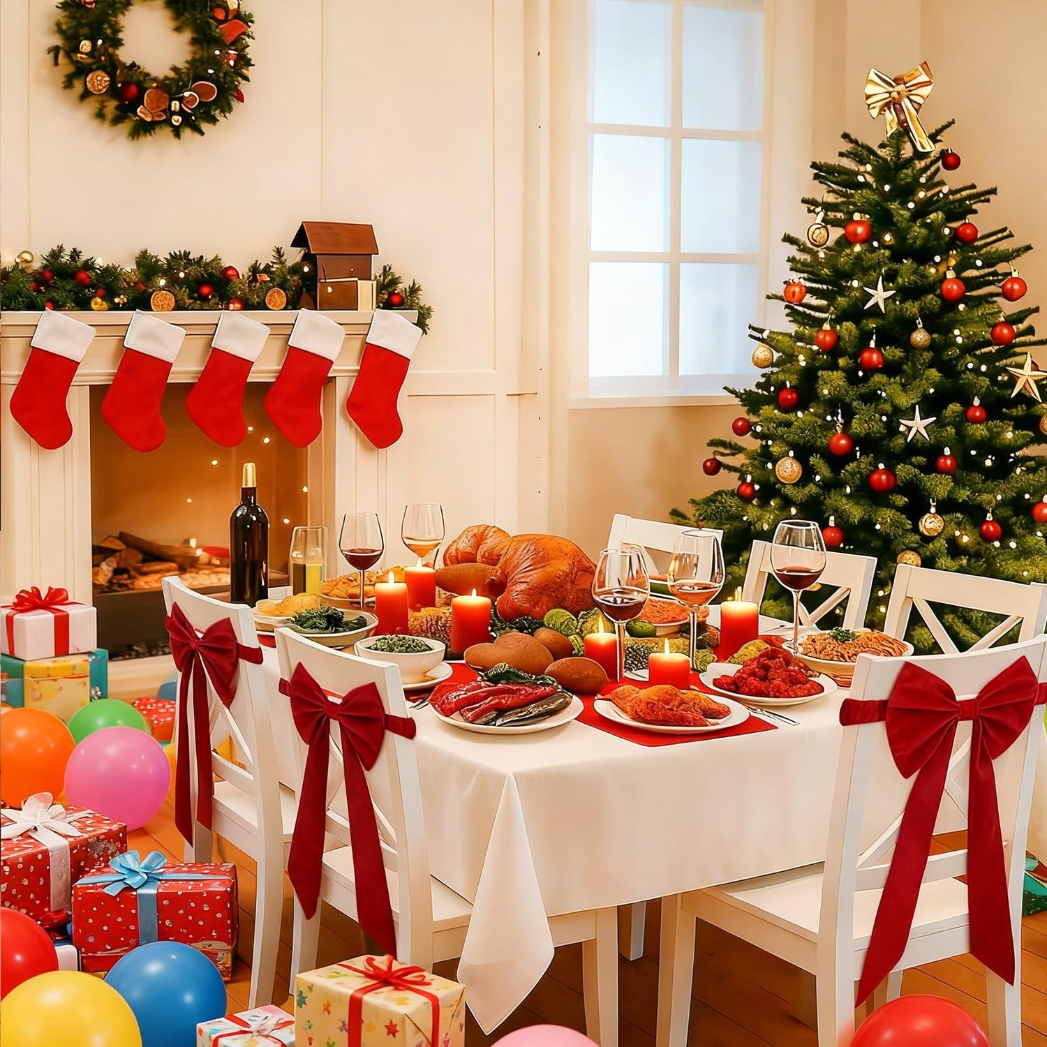 Fiocchi Natalizi per sedie, Fasce in Velluto Rosso con Elastico per Decorazioni di Matrimoni, Feste e Banchetti, coprisedie in Velluto Bordeaux da 30 x 75 cm per Decorazioni di Eventi festiv