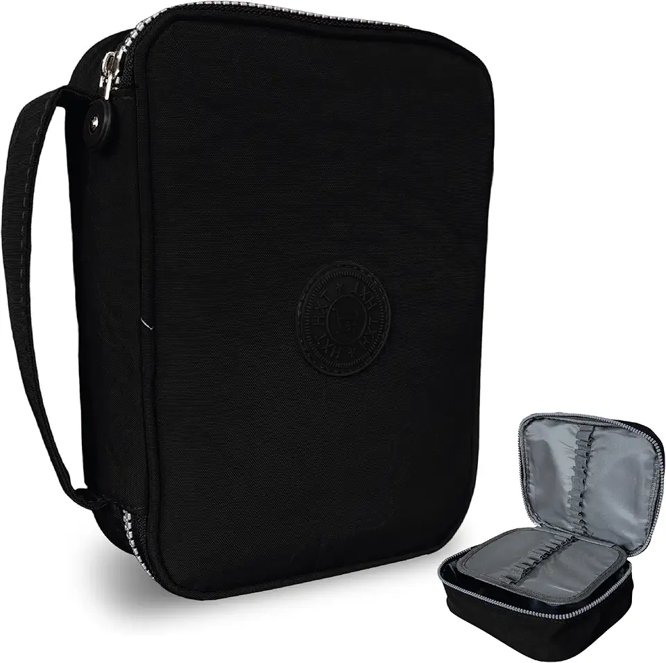Estojo Box Escolar Grande 100 Lápis Nylon Com 25 Elásticos (Preto)