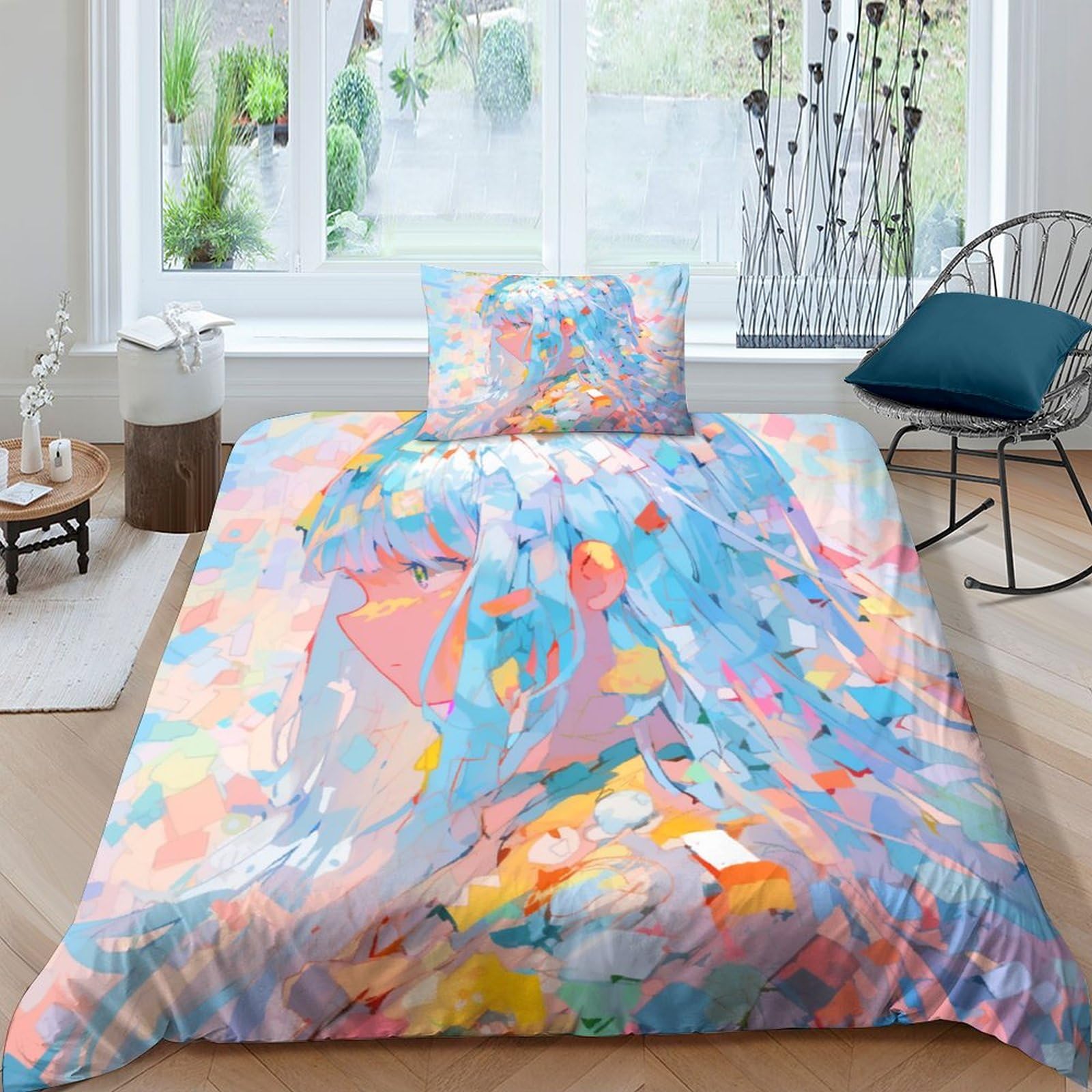 Housse de couette fille et garçon style manga pour décorer une chambre d'ado moderne