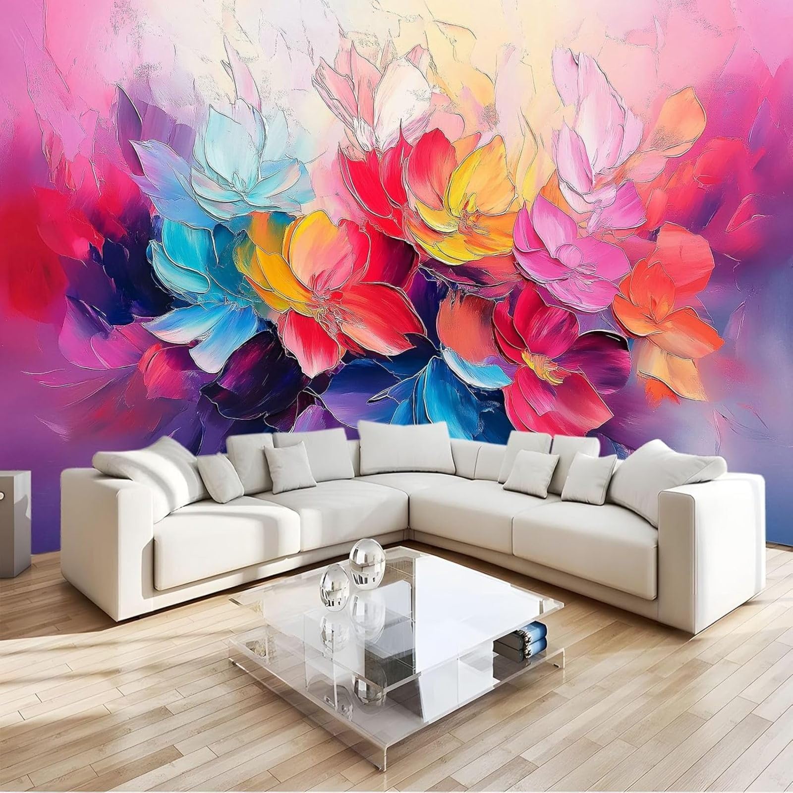 kfjhgbdshhj Photo Wallpaper, Non-Woven Wallpaper, wall Covering, Oil Painting, Abstract Flowers, wall, Bedroom, Living Room, Color, 200cm x 140cm