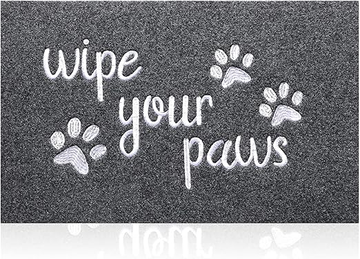 Welcome Door Mats for Entrance Funny Door Mat Wipe Your Paws Floor Mat, Welcome Mats for Front Door Indoor Non Slip Backing Rubber Mat for Outside Dog Doormat Grey