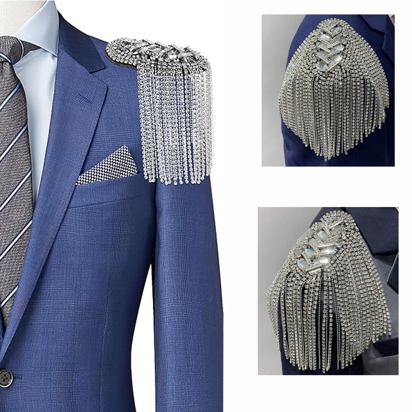 2 Piezas Charreteras Punk, Metal con Borlas, Oro, Adecuado para Militares Masculinos, Disfraces, Representaciones Teatrales, Decoración de Uniformes