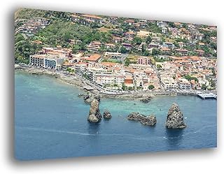 Quadro moderno ACIREALE sicilia mare città SU TELA canvas Quadri Moderni Cucina Salotto Soggiorno Camera da letto printerland.it (50x70)