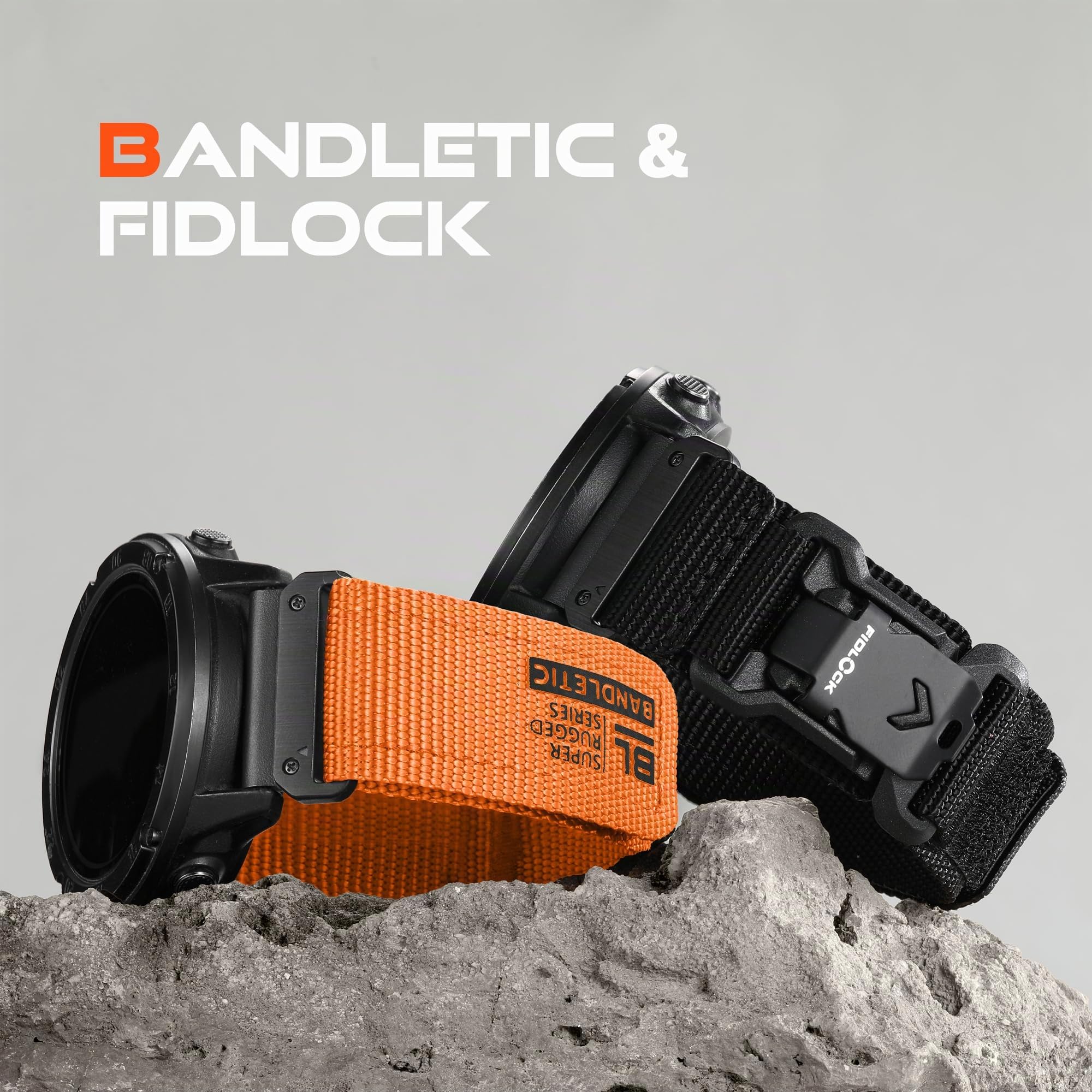 Bandletic 26mm Nylon Cinturino Compatibile con Garmin Fenix 8 51mm/7X/6X | Magnetico Fidlock V-Buckle Modello Resistente per Fenix E 51mm/7X Pro/6X Pro/5X Plus/3 HR/Tactix/Descent/Instinct 2X/Quatix 3