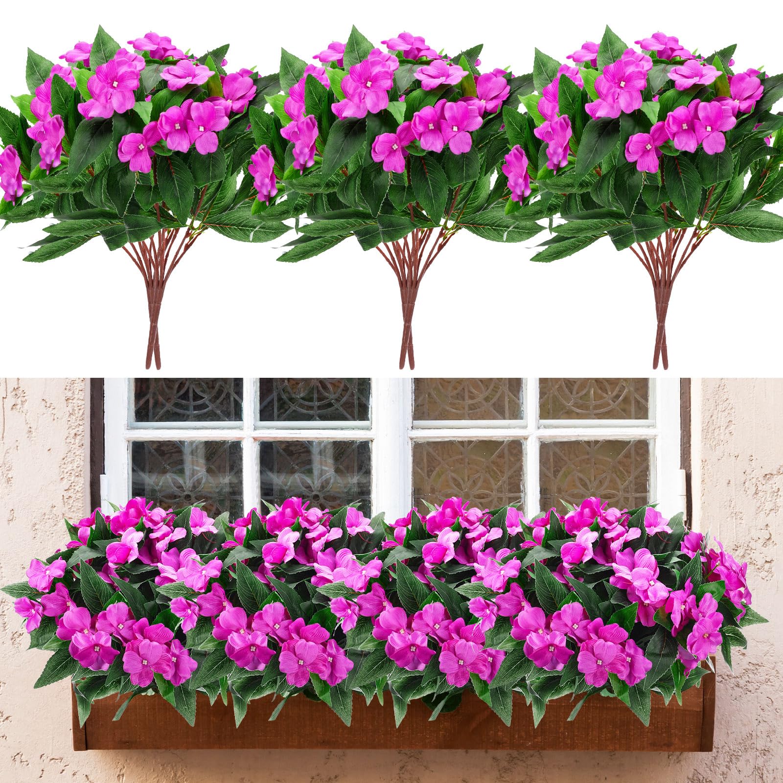 Thiccywoov 10 Bundles Artificial Impatiens Bouquet Flowers