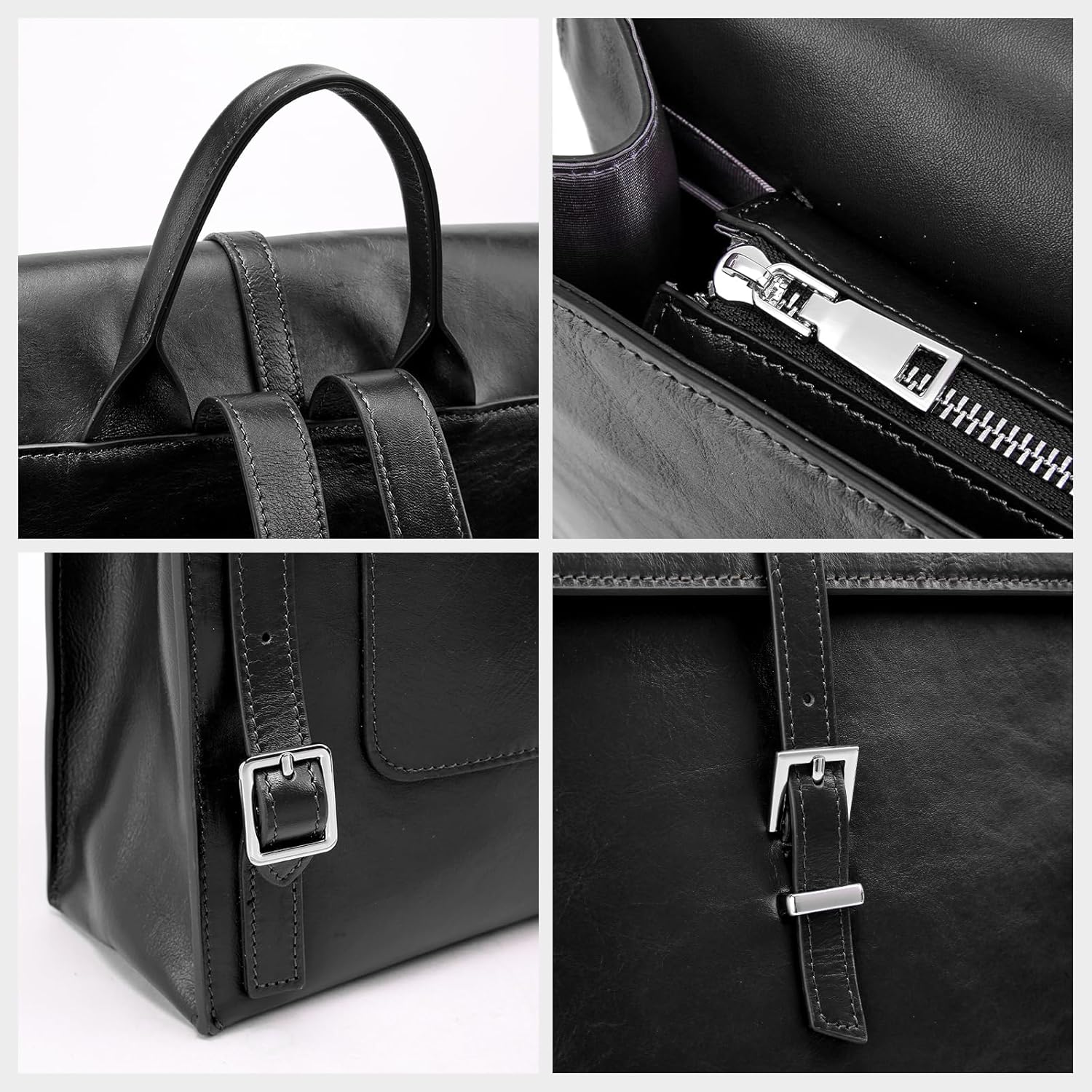 BOYATU Leather Backpack Purse for Women: Business Work Bags for Men - Luxury Designer Handbags for Classic, Black - Image 3