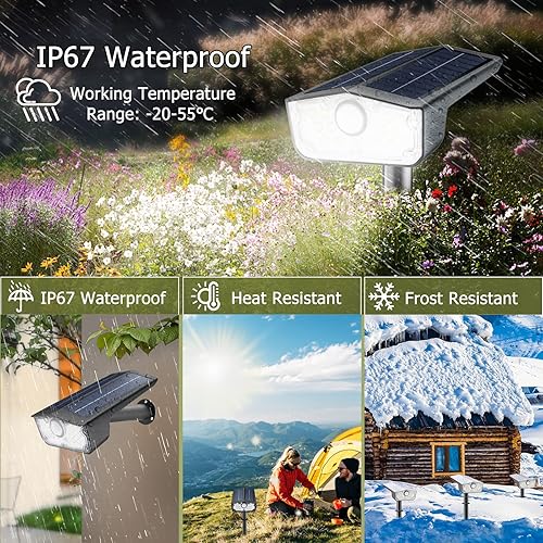 Miniatura 4 de Luces solares con sensor de movimiento para exteriores, 3 modos de luces solares para exteriores, IP67 Waterpoof, luces solares de paisaje de 6500