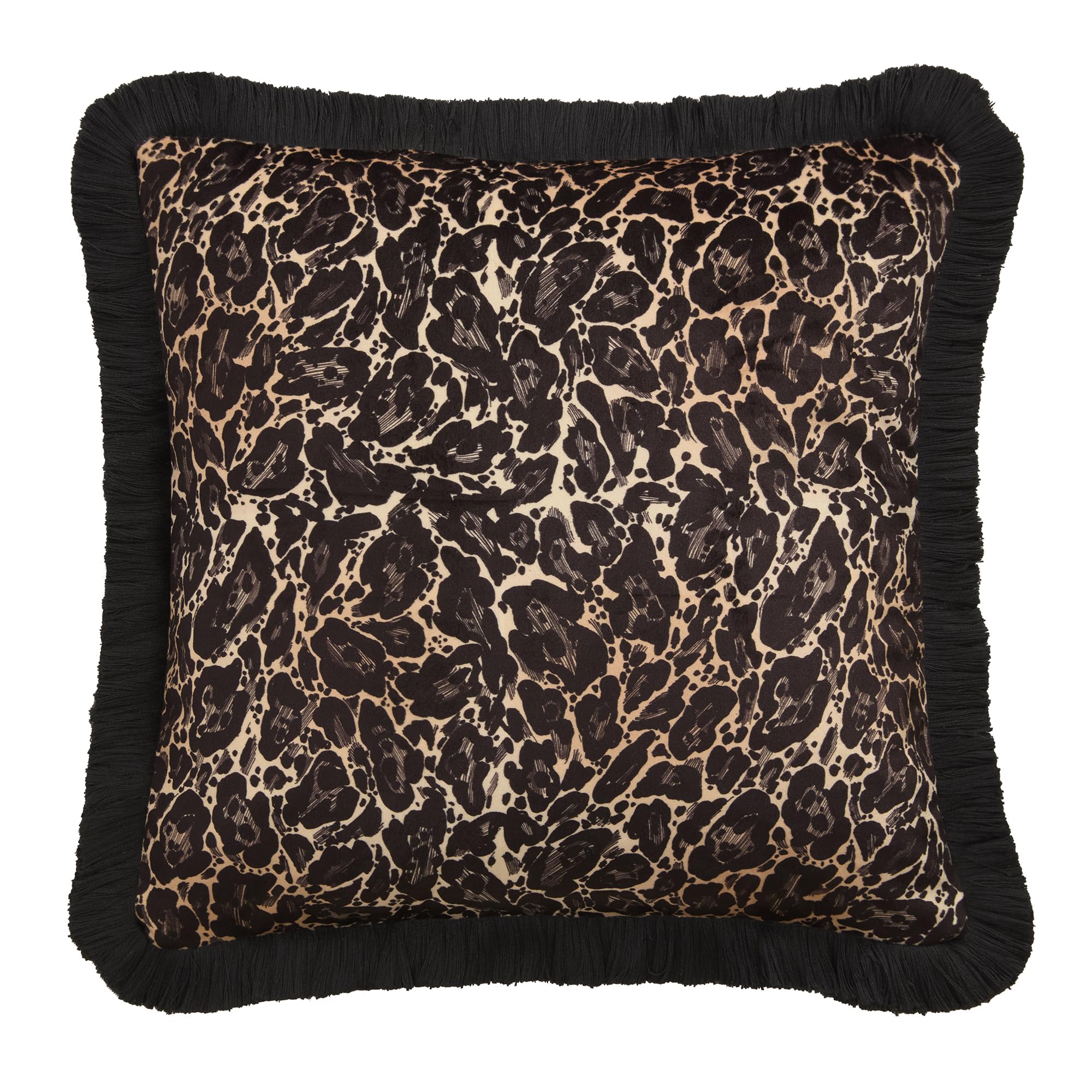 Laurence Llewelyn-Bowen Unisex Gold 'Josephine' Leopard Print Velvet Filled Cushion In | Size: 43Cm X 43Cm