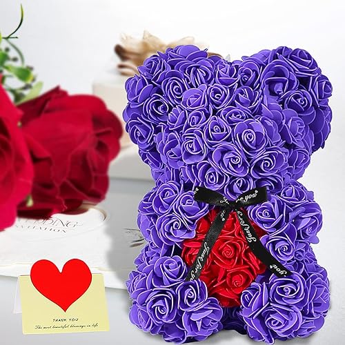 Miniatura 2 de Double Couple Regalo para mamá y mujer, bonito oso de rosas, adorable oso artificial de peluche, el mejor regalo para el día de San Valentín, día de