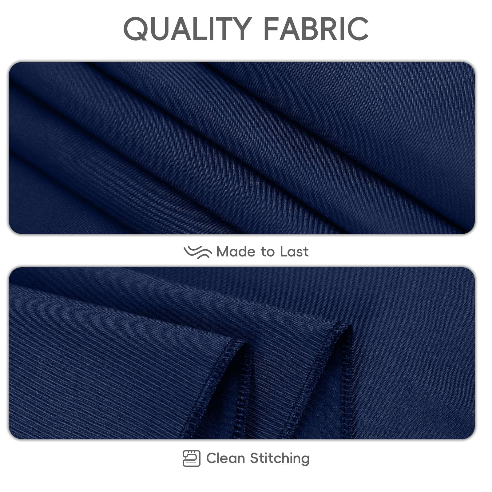 Lot de 8 nappes rectangulaires en polyester pour tables rectangulaires de 1,8 m, infroissables, lavables, pour mariage, banquet, buffet et camping - Bleu marine - 152,4 x 259,1 cm