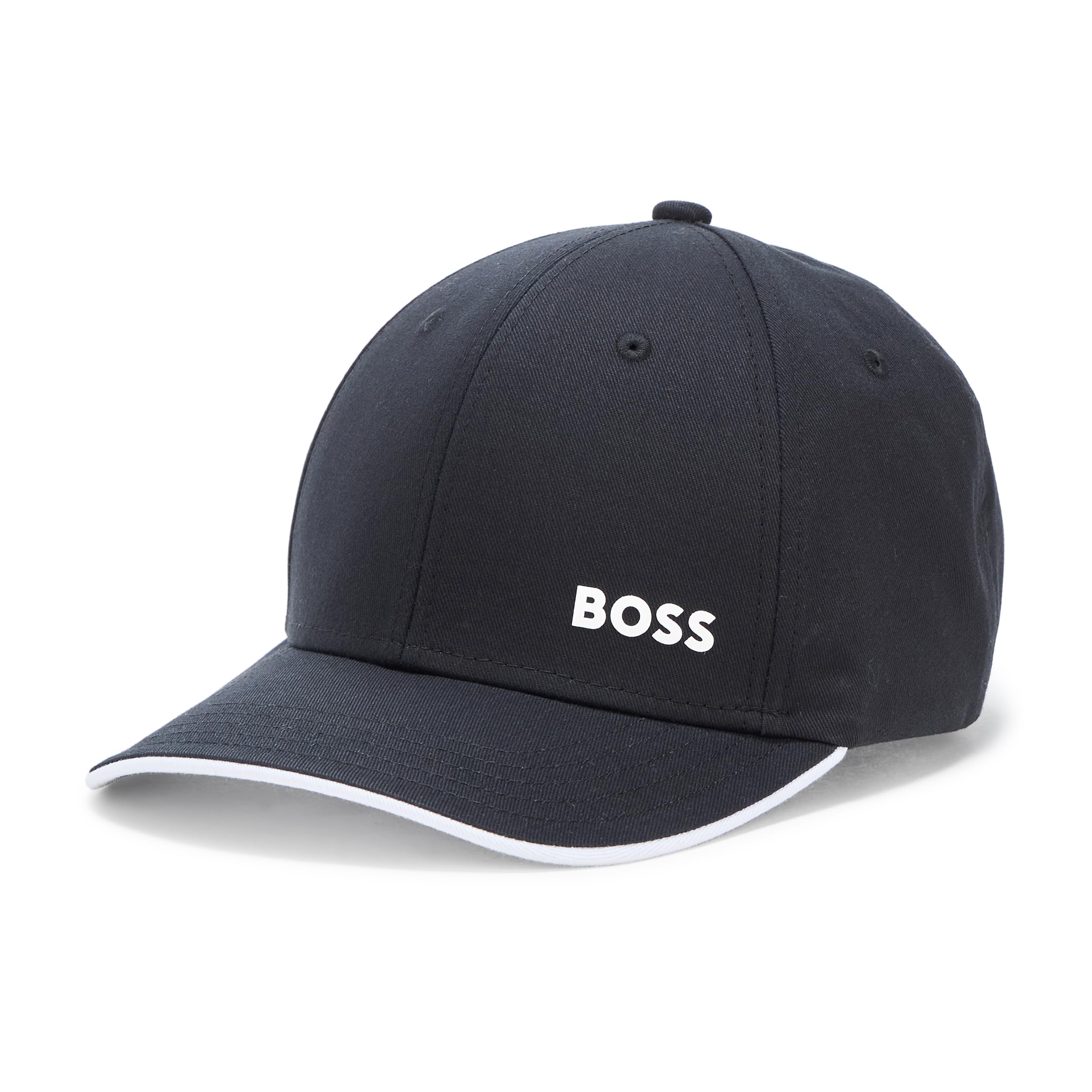 BOSS Mens Bold Logo Cotton Twill Cap, Pitch Black, One Size