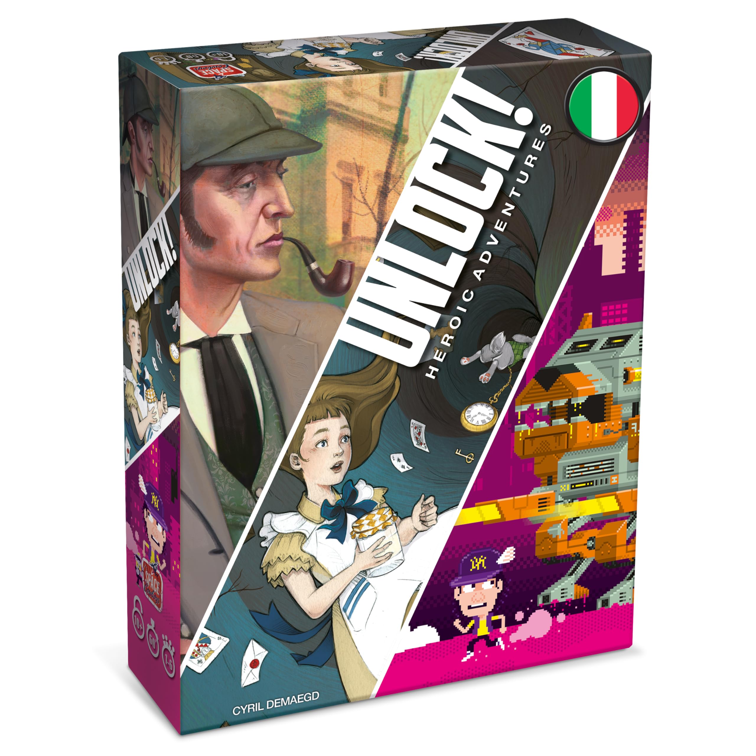 Asmodee - Unlock! Heroic Adventures, Board Game with App, Escape Room, 1-6 Players, 10+ Years, Italian Edition