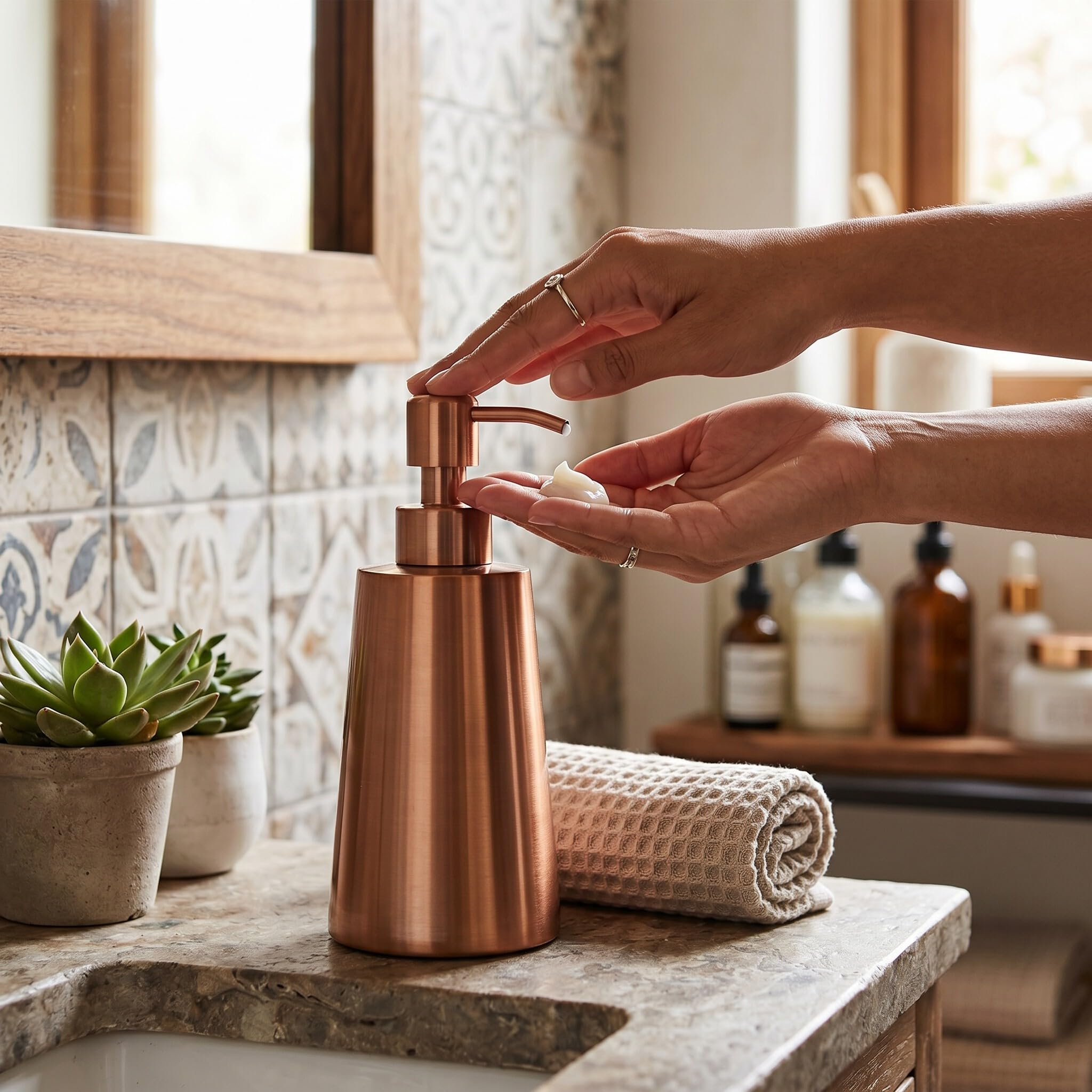 350 Ml 304 Stal Nierdzewna, miedź Miska do Mycia naczyń do Zlewu Kuchennego Miedziany Dozownik Mydła Mydło w Płynie Szampon Dozownik Balsamu Domowy Hotel Akcesoria łazienkowe