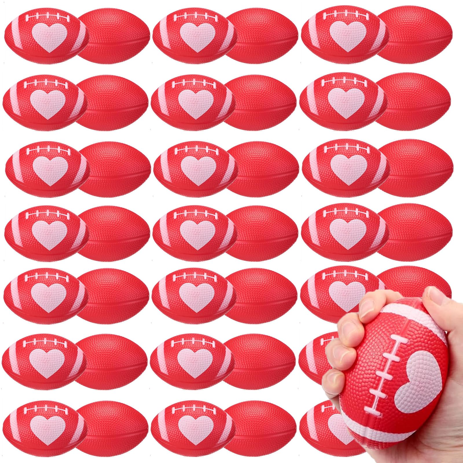60PC Stressball Streßball Knautschball Antistressball lustige Rot Rugby10cm