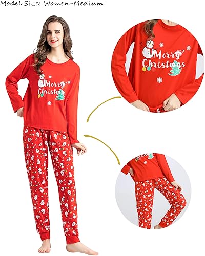 Miniatura 4 de Vopmocld - Pijama familiar a juego para Navidad, pijamas rojas para fiestas, juegos de ropa de dormir de algodón