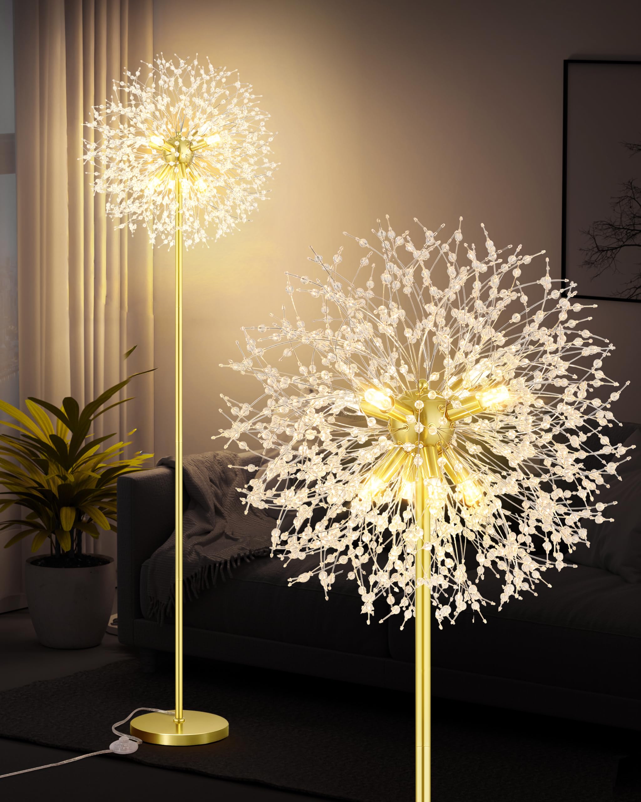Crystal Floor Lamp, 69'' Modern Floor Lamp for Living Room
