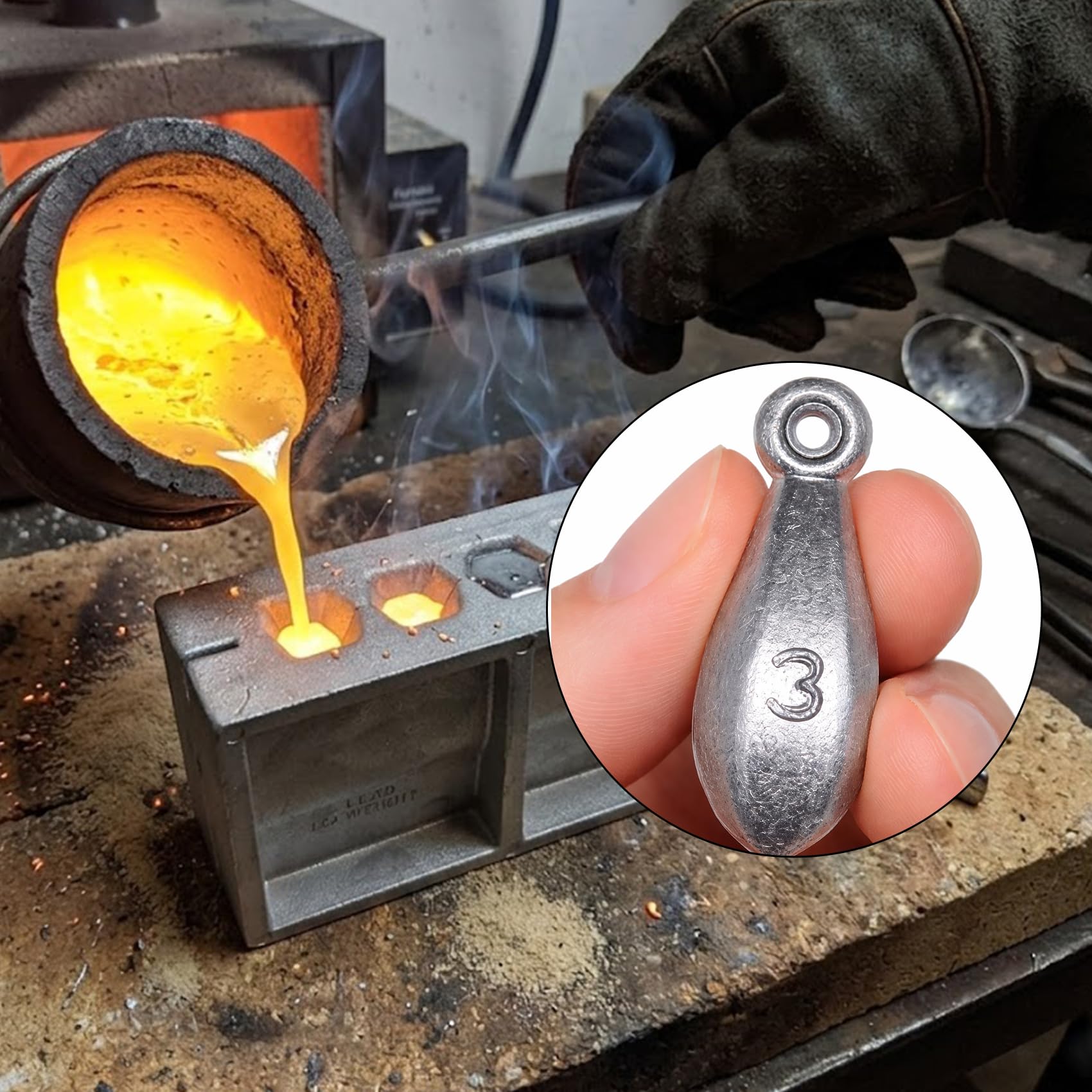 Eupheng Molde de plomada de banco con 5 cavidades, 28.3 g, 56.7 g, 85.0 g, molde de peso de pesca para plomos de bricolaje