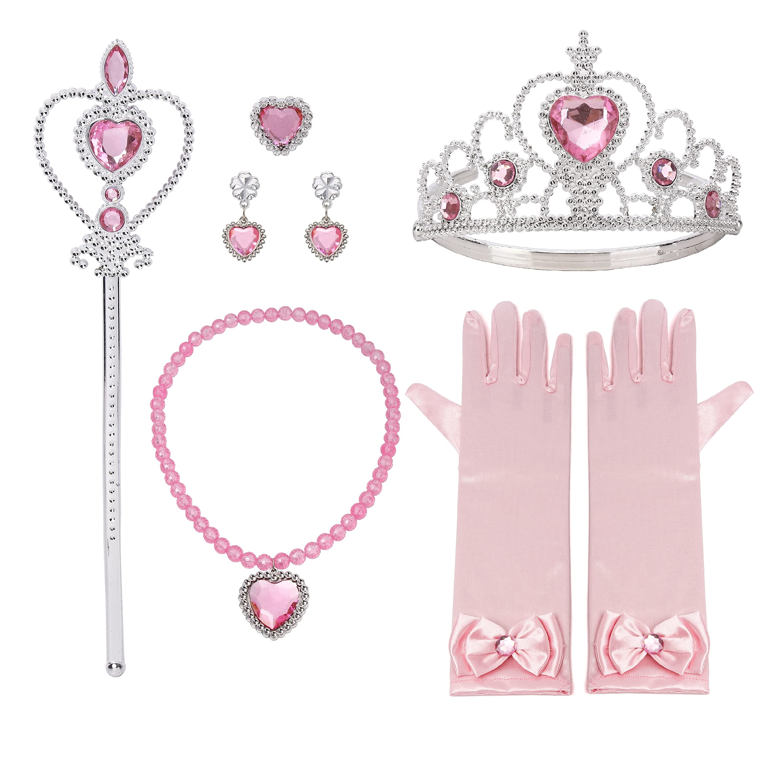 ChektinBelle Crown Baby Belle Gloves Yellow Princess Accessories Belle Criwn Belle Gloves and Crown Girls (Pink)