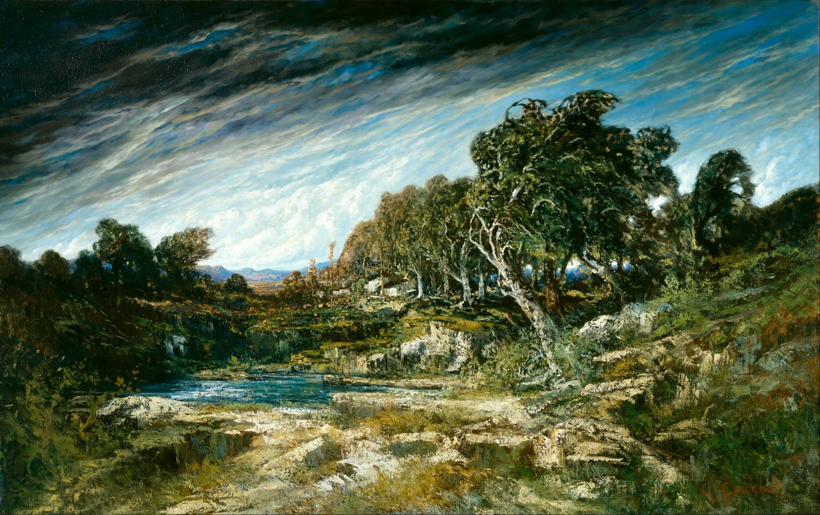 Cuadro Gustave Courbet para salón pequeño en papel mate y marco marrón