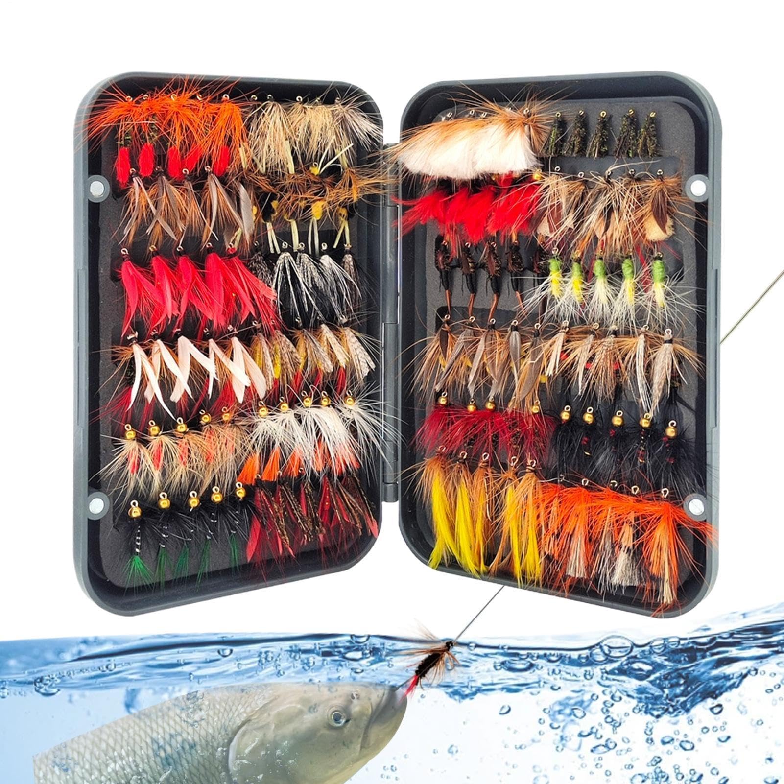 Forellen Angelköder 120-teiliges Trocken- und Nassfliegen-Set inklusive | Angelköder-Set Für Das Angeln Auf Forellen, Barsch, Sonnenbarsch, Fenchel In Süßwasser, Flüssen, Seen Und