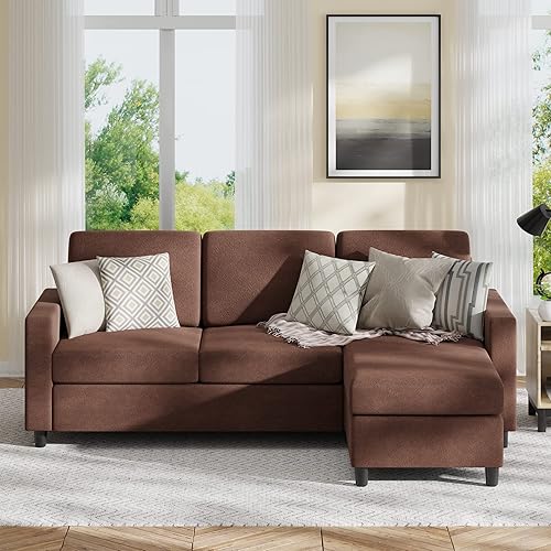 SUNLEI 79'' Convertible Sectional Sofa, L Shaped Couch Reversible Chaise