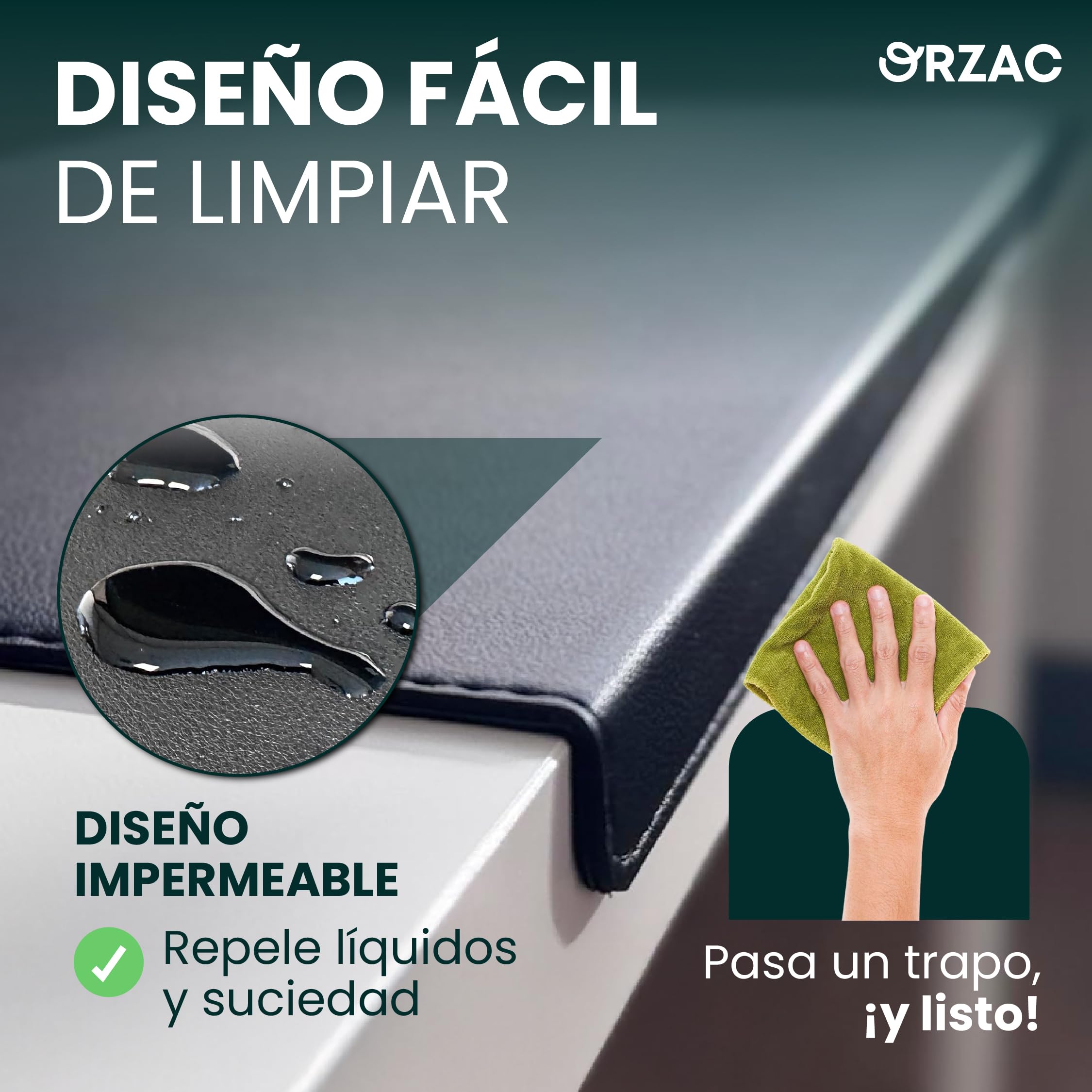 Protector de Escritorio 80x40 cm con Borde 90° – Imitación Cuero Impermeable, Antideslizante y Elegante | Tapete Escritorio Oficina sin Arrugas, Envío en Caja Plana