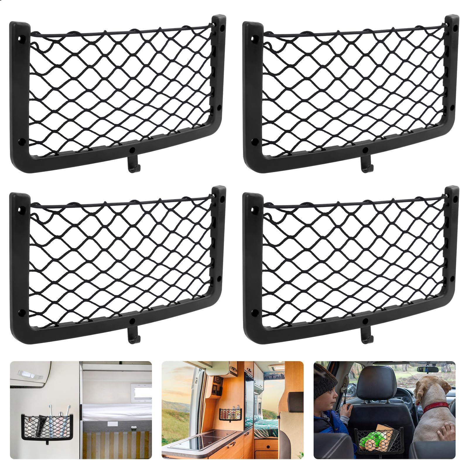 Amazon.fr : 4 Pièces Filet Rangement pour Voiture, Filet de Rangement ...