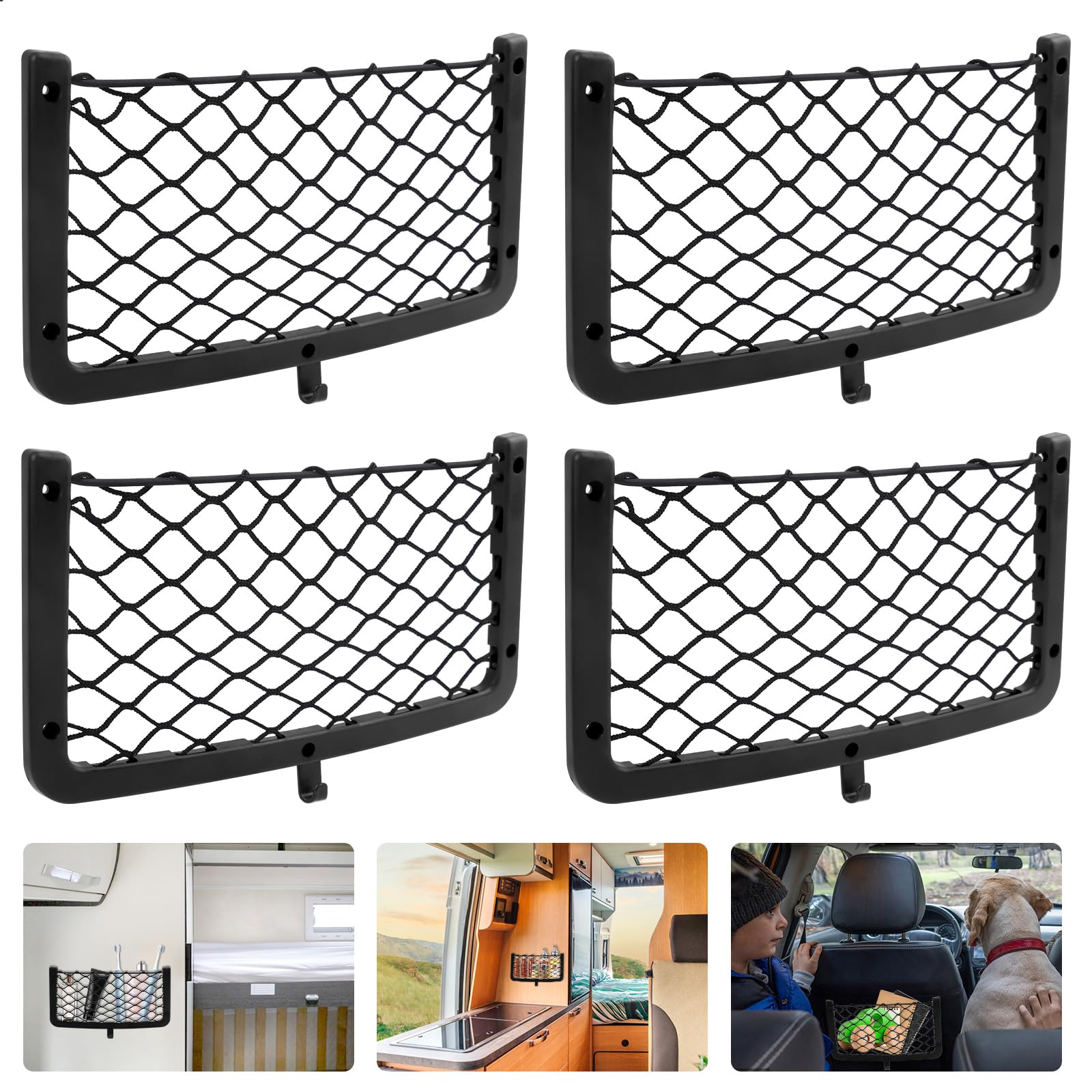 Einesin 4 Reti Portaoggetti Auto - 36x18cm Per Bagagliaio, Con Viti, Universale - Foto 8