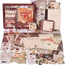 JOYCHOIC Vintage Journaling Kit, Mushroom Junk Journal Supplies, Brown Scrapbooking Materials, Large Aesthetic Scrapbook Collection for Women, Arts Craft, Adults Daily