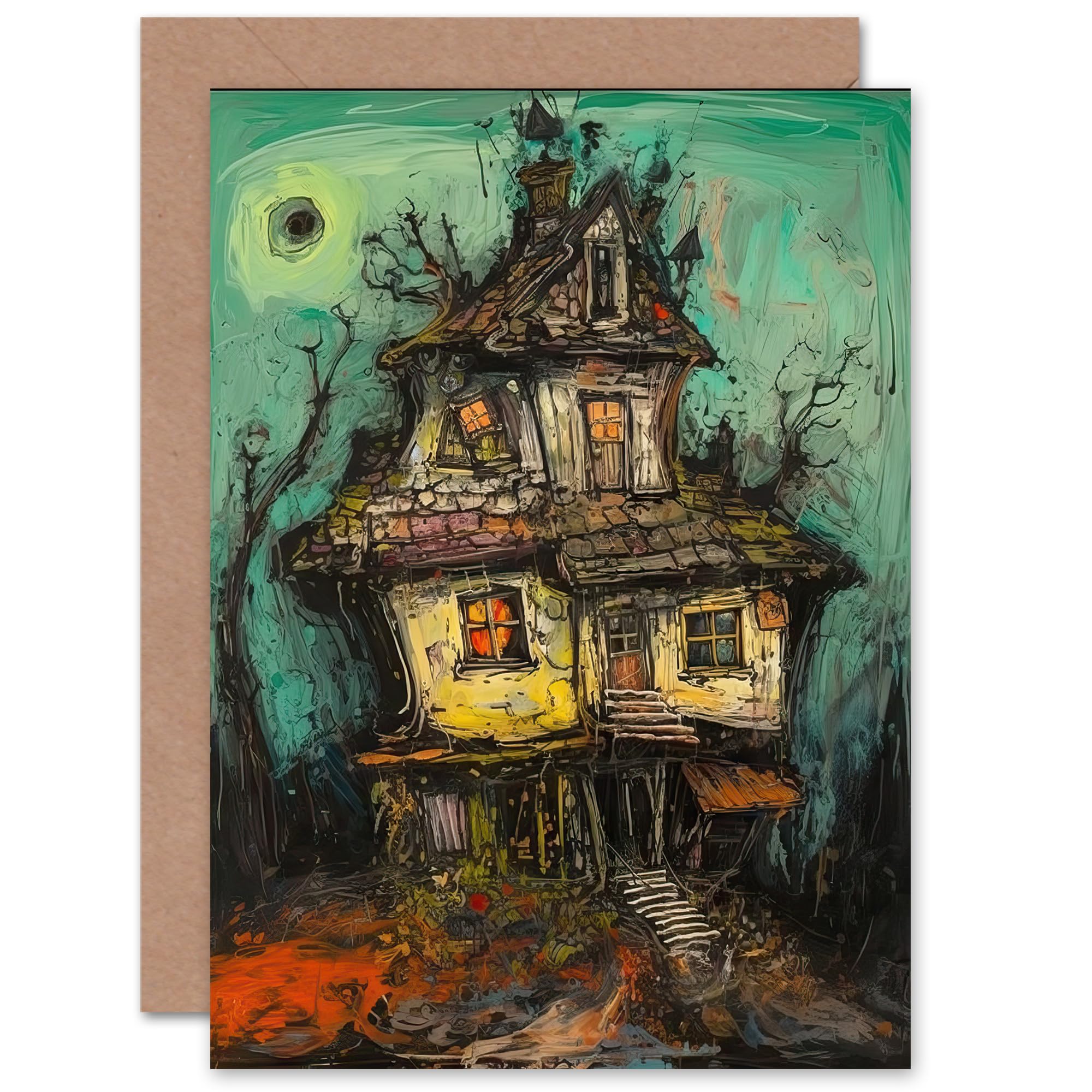 Artery8 Congrats on Your New Home Oil Painting for Him or Her Man Woman New House Home Owner Congratulations Blank Art Greeting Card