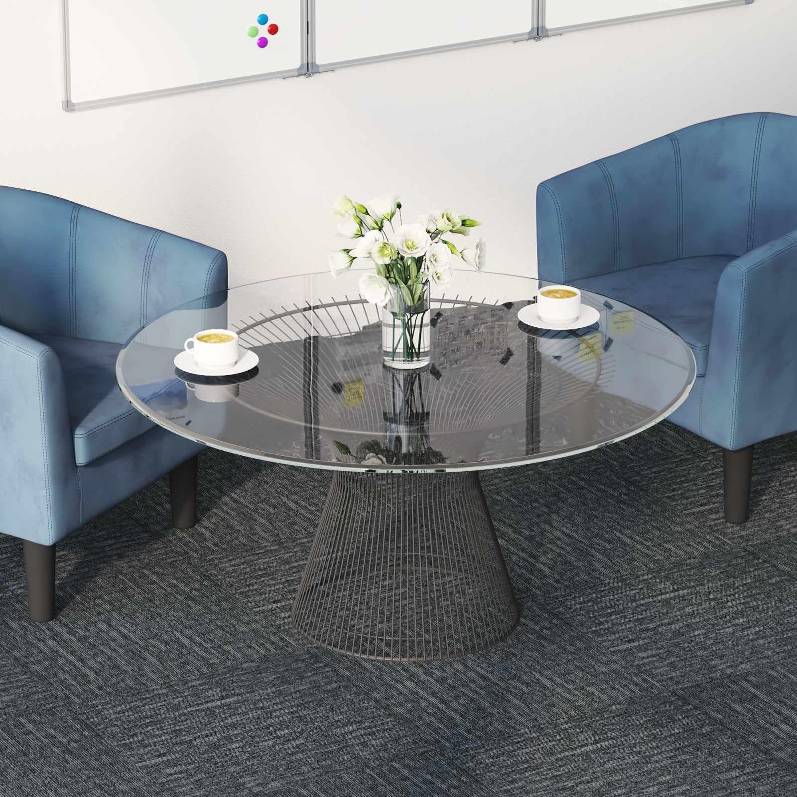 Mangloder Teppichfliese Himmelgrau 50 x 50 cm, 20 Stück, PP und Bitumen, Loop Pile, für Wohnzimmer Schlafzimmer, schallabsorbierender Bodenbelag für Innenräume