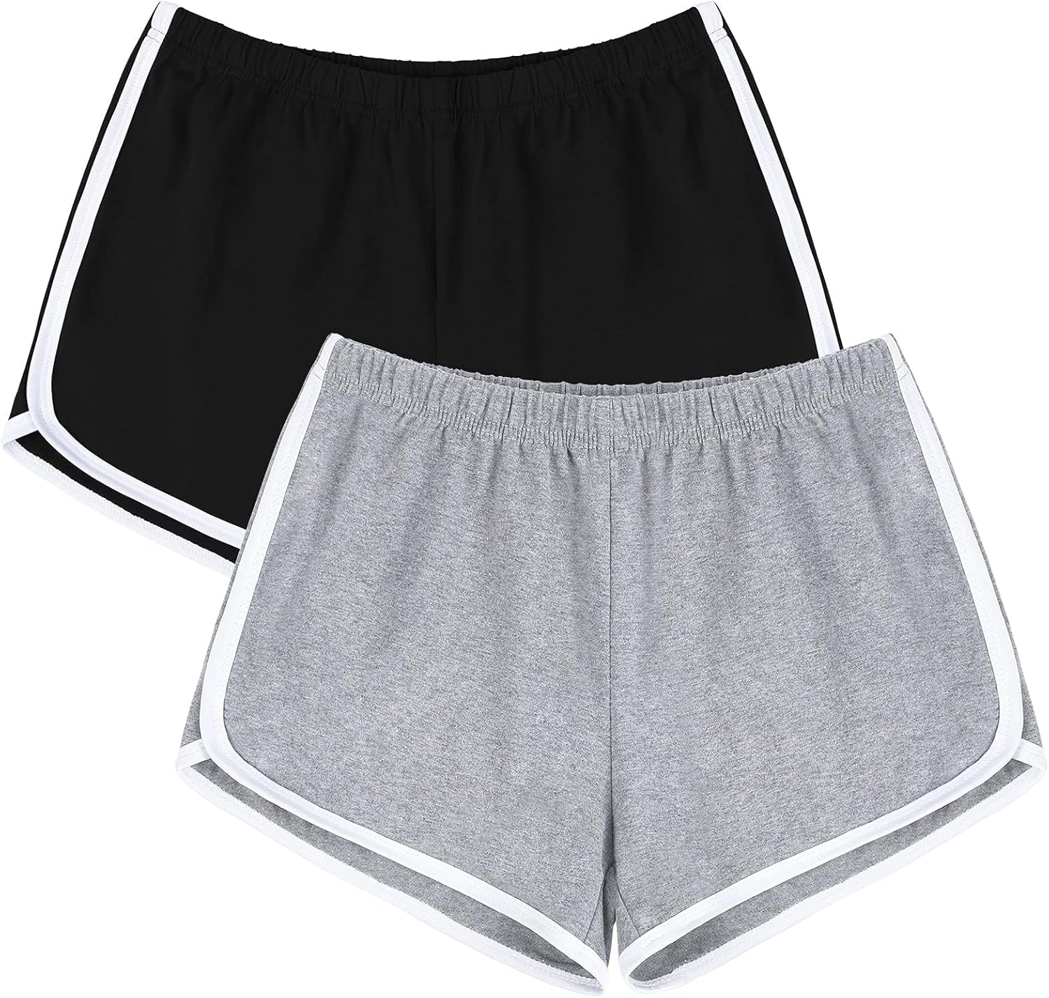 URATOT Women's Cotton Gym Yoga Summer Running Active Dance Elastic Shorts, Pack of 2