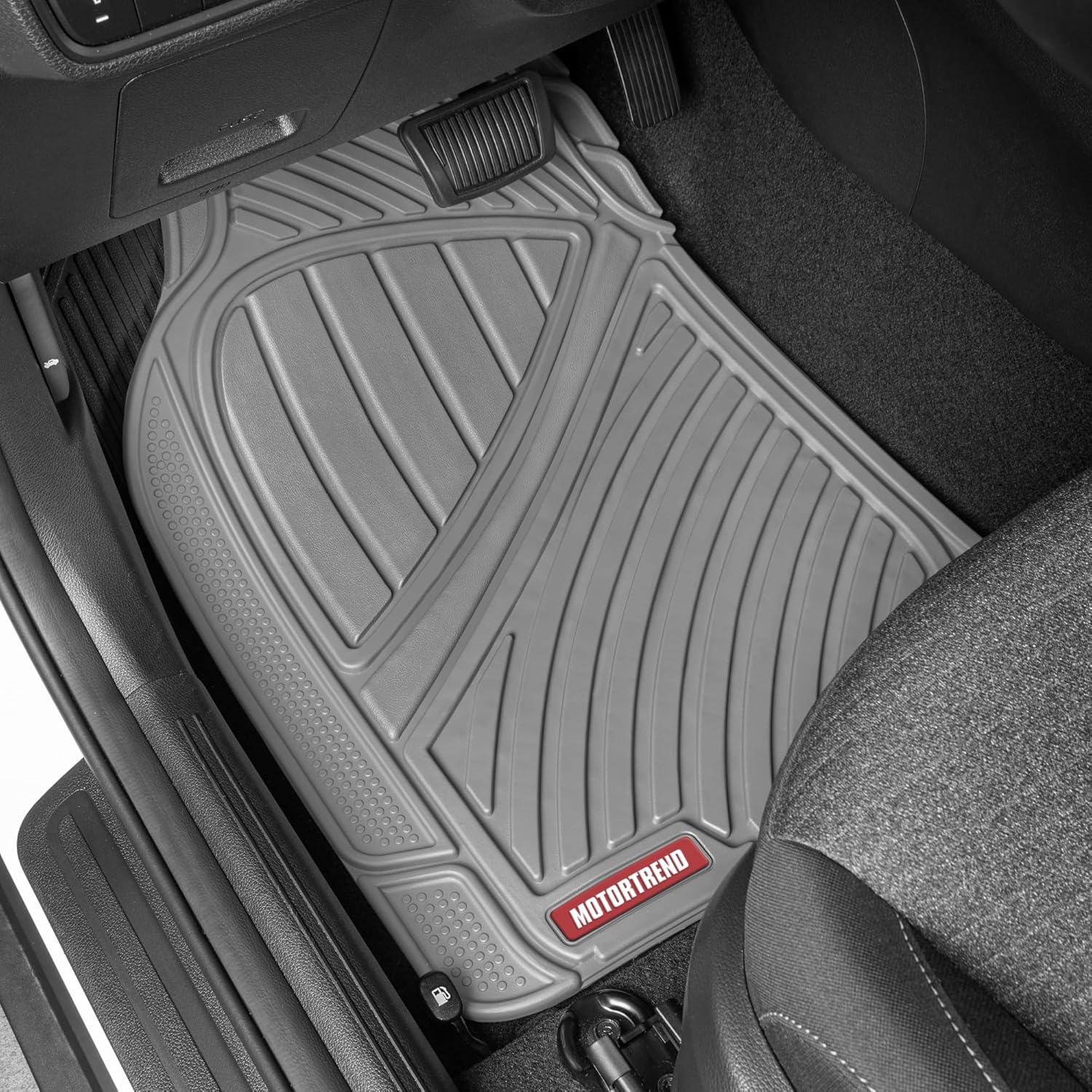 Motor Trend FlexTough Performance All Weather Rubber Car Floor Mats - 3 Piece Floor Mats Automotive Liners for Cars Truck SUV, Heavy-Duty Waterproof (Gray) - Image 2