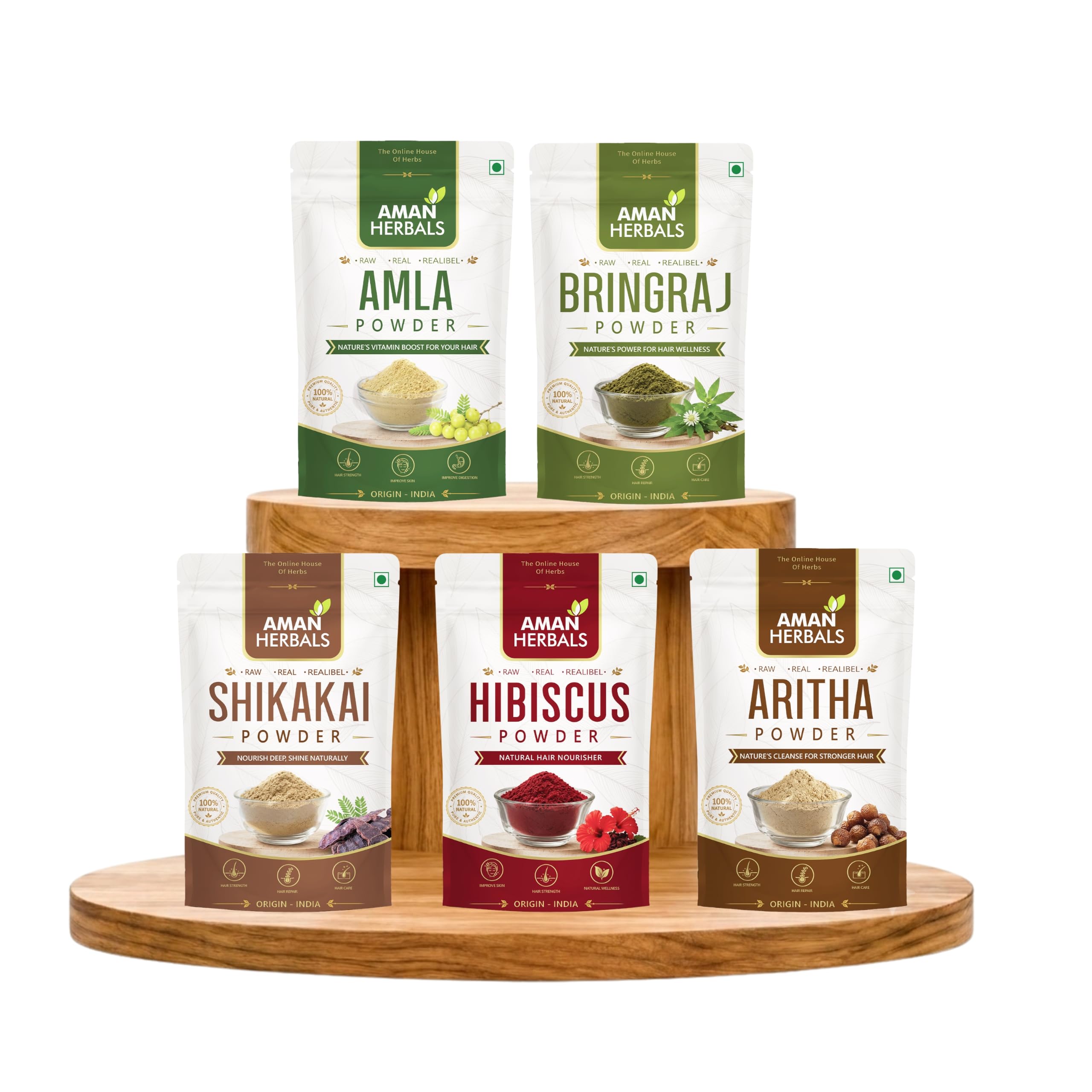 AMAN HERBALS - Amla, Aretha, Bhringraj, Shikakai & Hibiscus Powder | Combo Pack 500gm for Hair Care, Wash, Healthy Scalp, Nourishment, Mask, Helps to Control Dandruff, Hairfall | Natural Cleanser-image-17