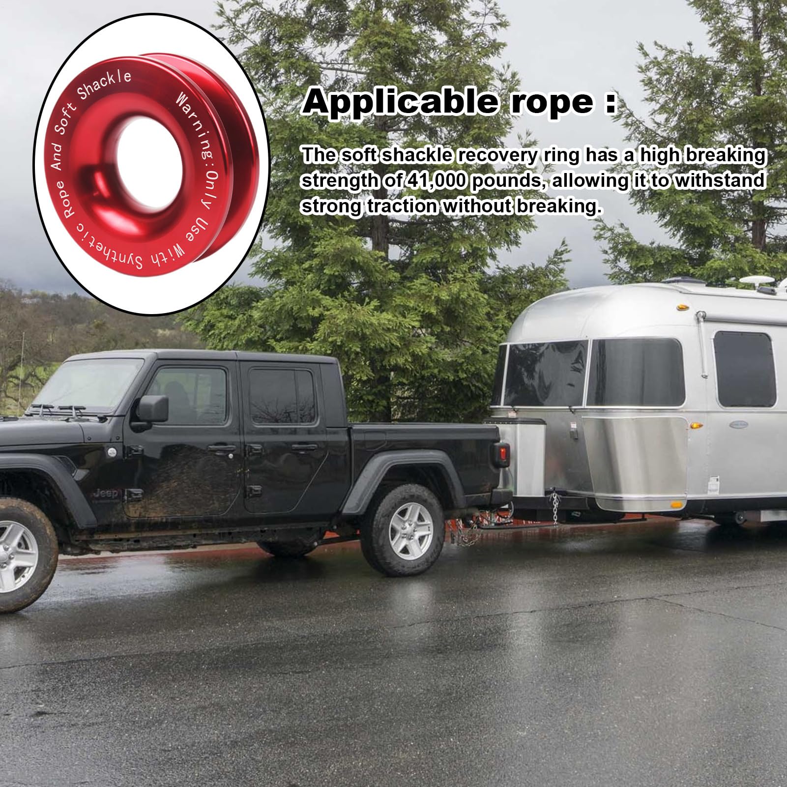 Anneau de sauvetage pour remorque – d'aluminium, anneau de poulie de récupération | Blocage de récupération de véhicules avec anneaux de traction pour camion, SUV, ATV, tout-terrain