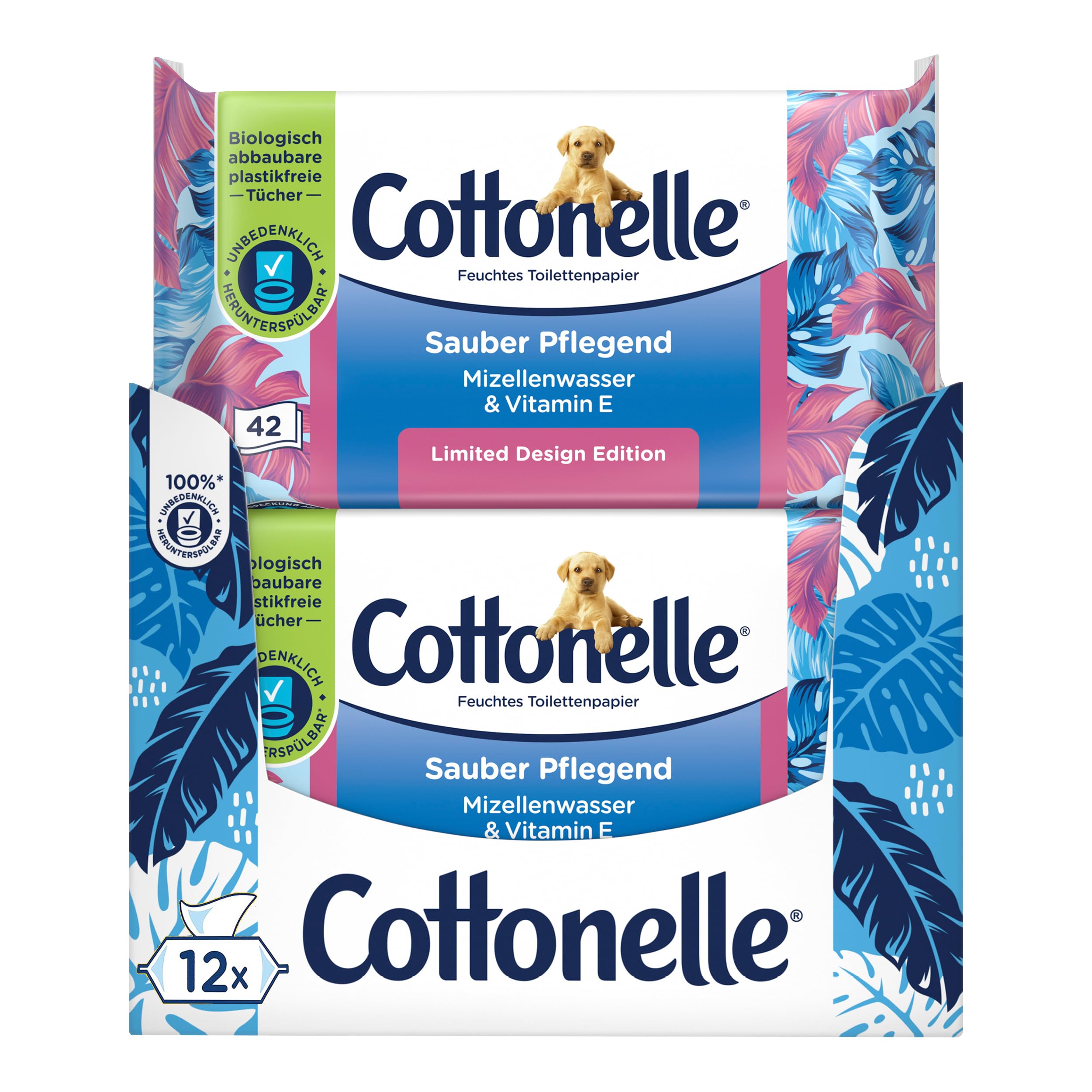 Cottonelle feuchtes Toilettenpapier, Sauber Pflegend, 12 x 42 Feuchttücher