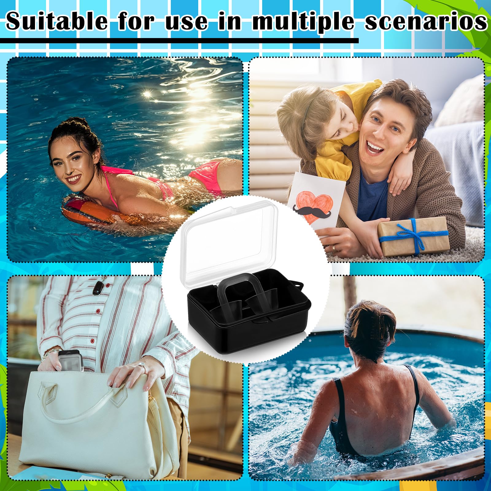 Relaxweex 2 Sets Schwimm-Nasenstöpsel für Erwachsene, Männer und Frauen, Silikon-Nasenclip mit transparenter Kunststoff-Aufbewahrungsbox, wasserdichter Nasenlochstöpsel, Schwimmschutz für Schwimmen