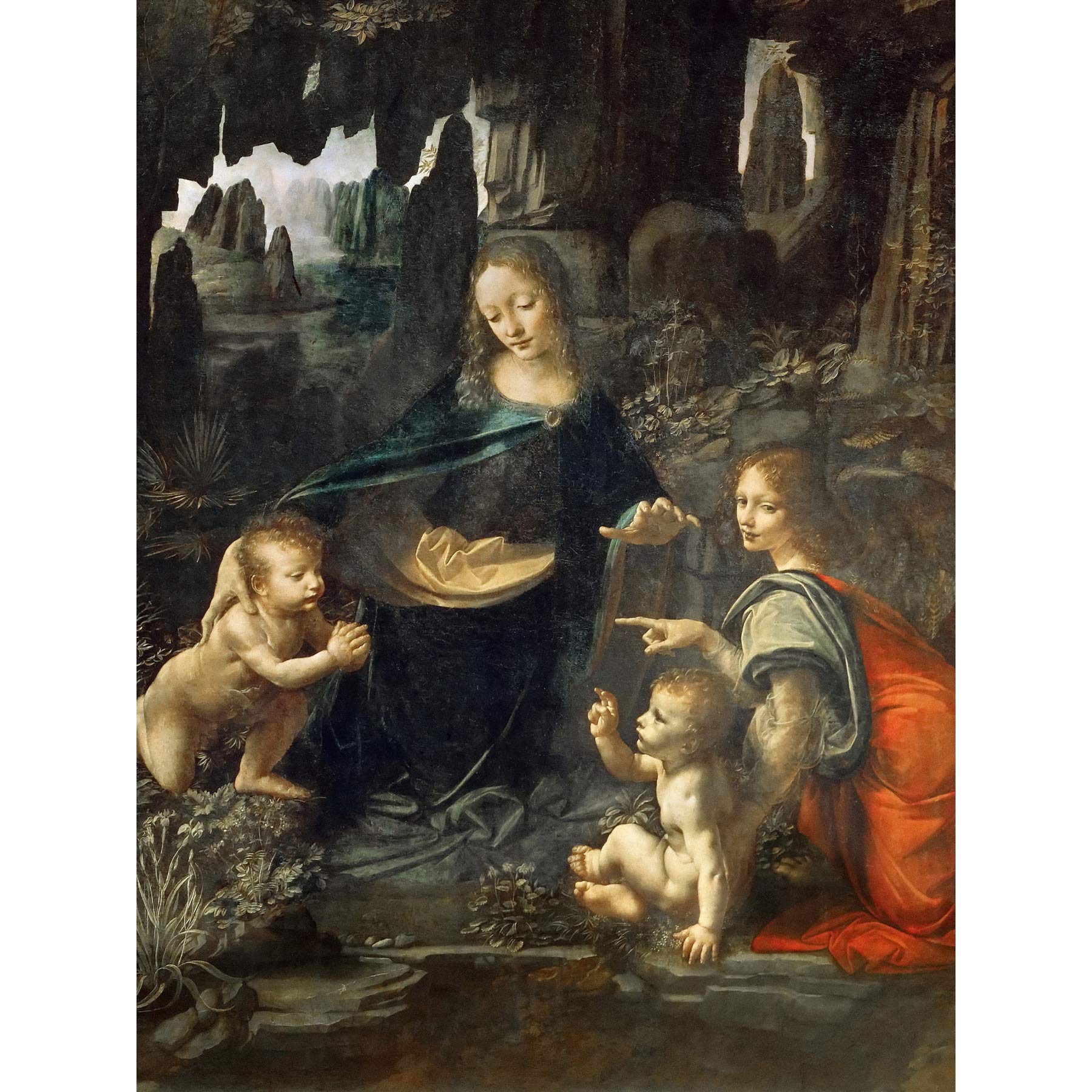 Artery8 Leonardo Da Vinci Virgin Of The Rocks Painting Premium Wall Art Canvas Print 18X24 Inch