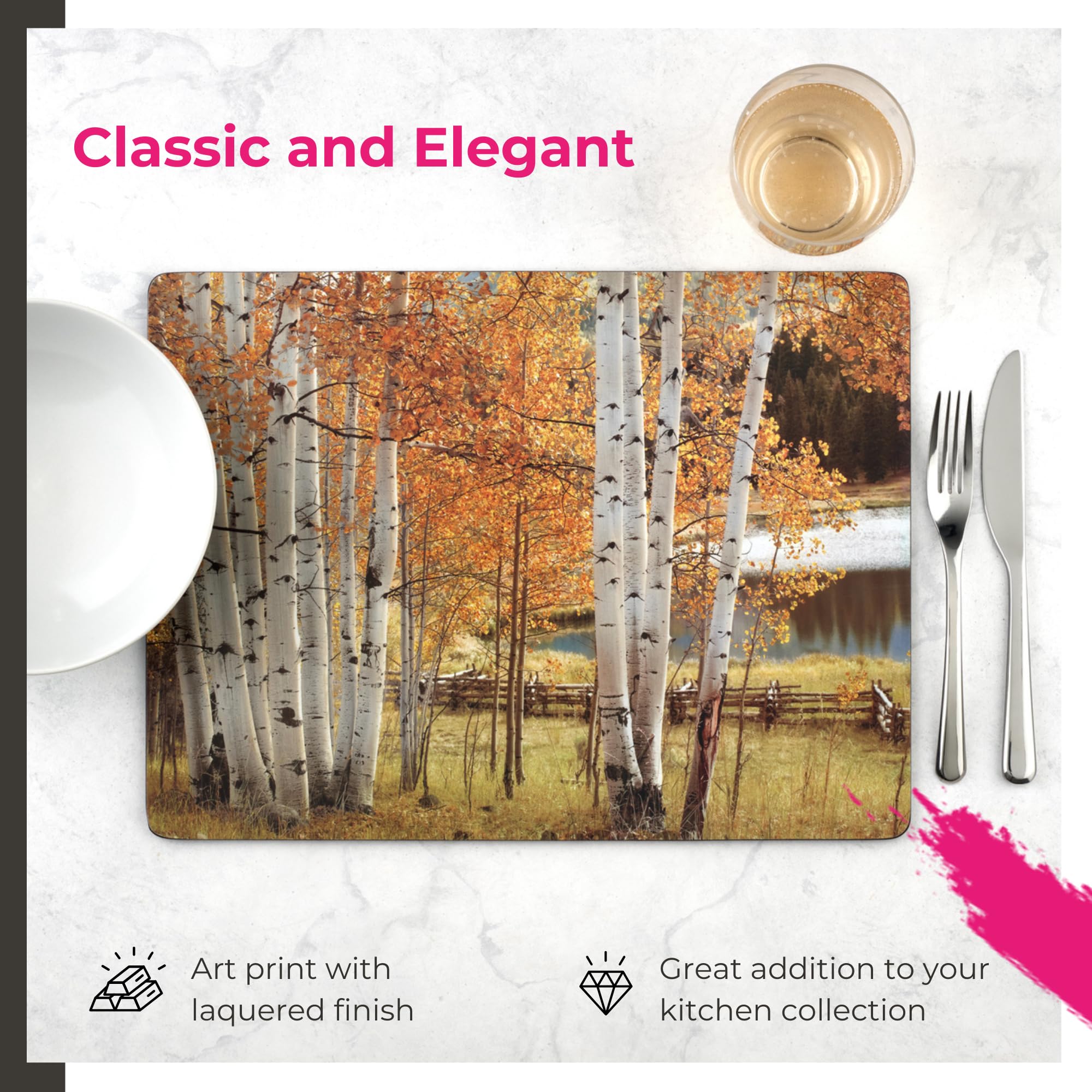 Amazon｜Pimpernel Birch Beauty プレースマット - 4枚セット 長方形