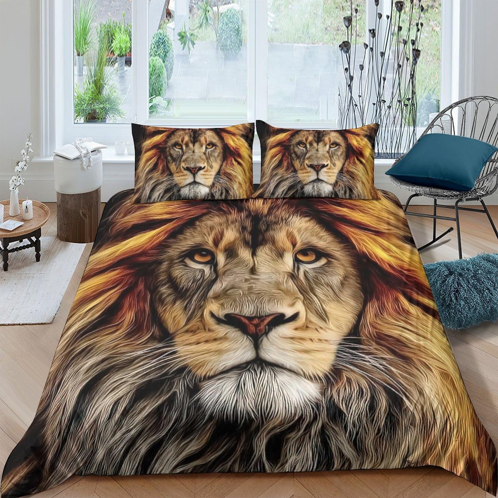 Ctjqhvkz Style-5 3D Printed Lion Mane Fitted Sheet Microfiber Soft Anti-Slip Bed Cover For Bedroom Dorm Mattress Protection Decor Single（135X200cm）